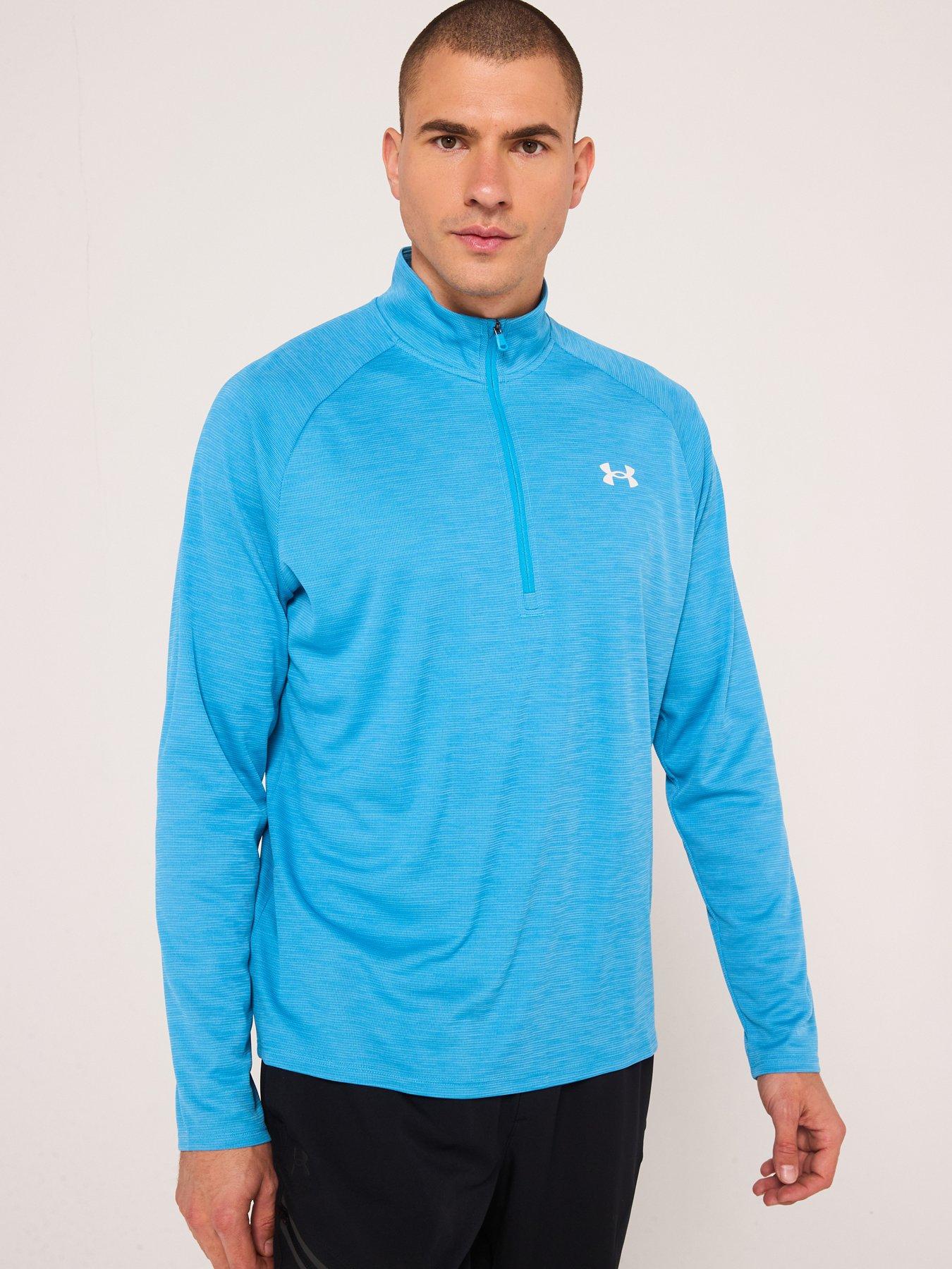 under-armour-mens-training-tech-textured-12-zip-top-bluefront