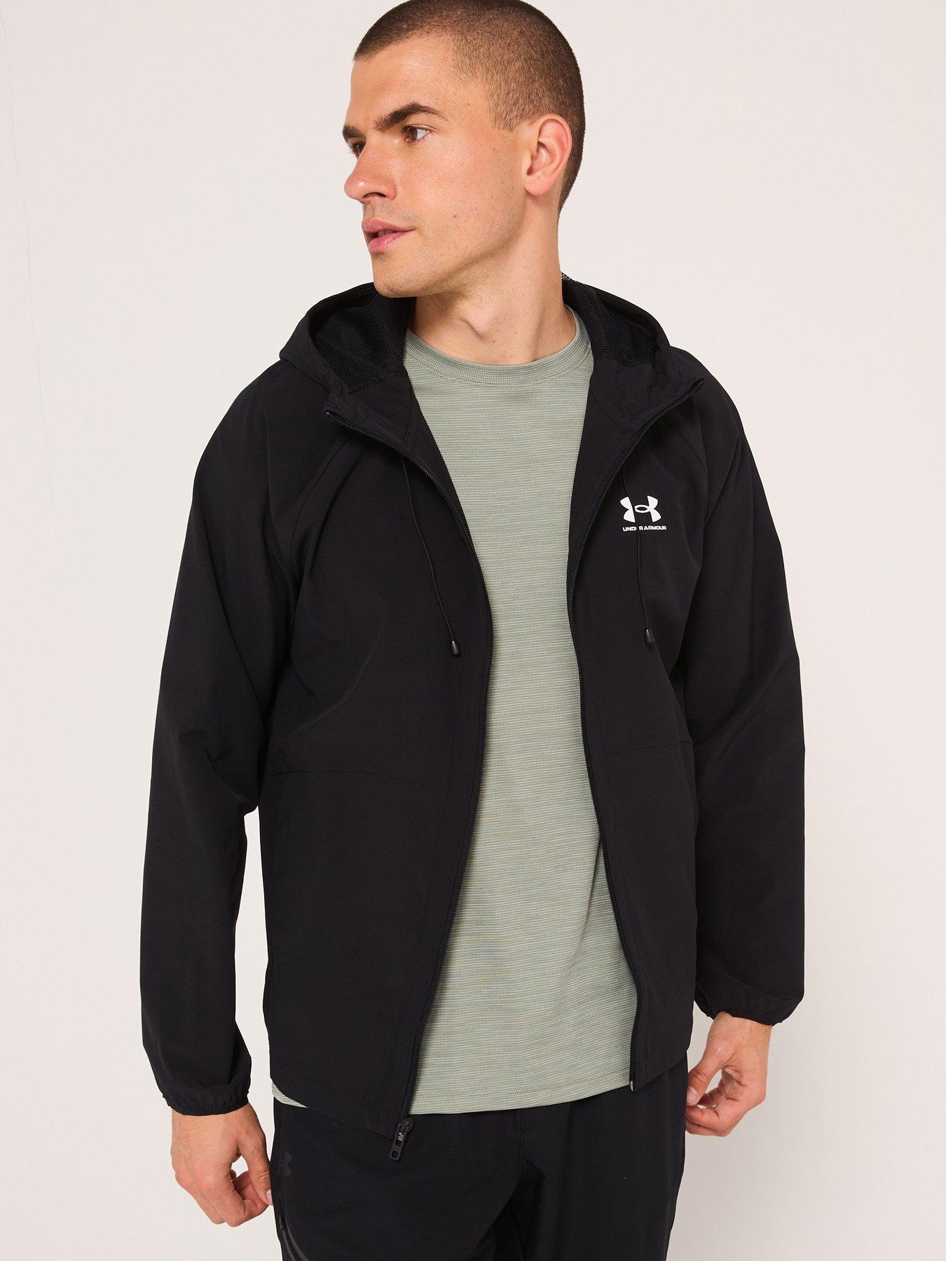 Under Armour Mens Training Stretch Woven Windbreaker - Black in Black / / White