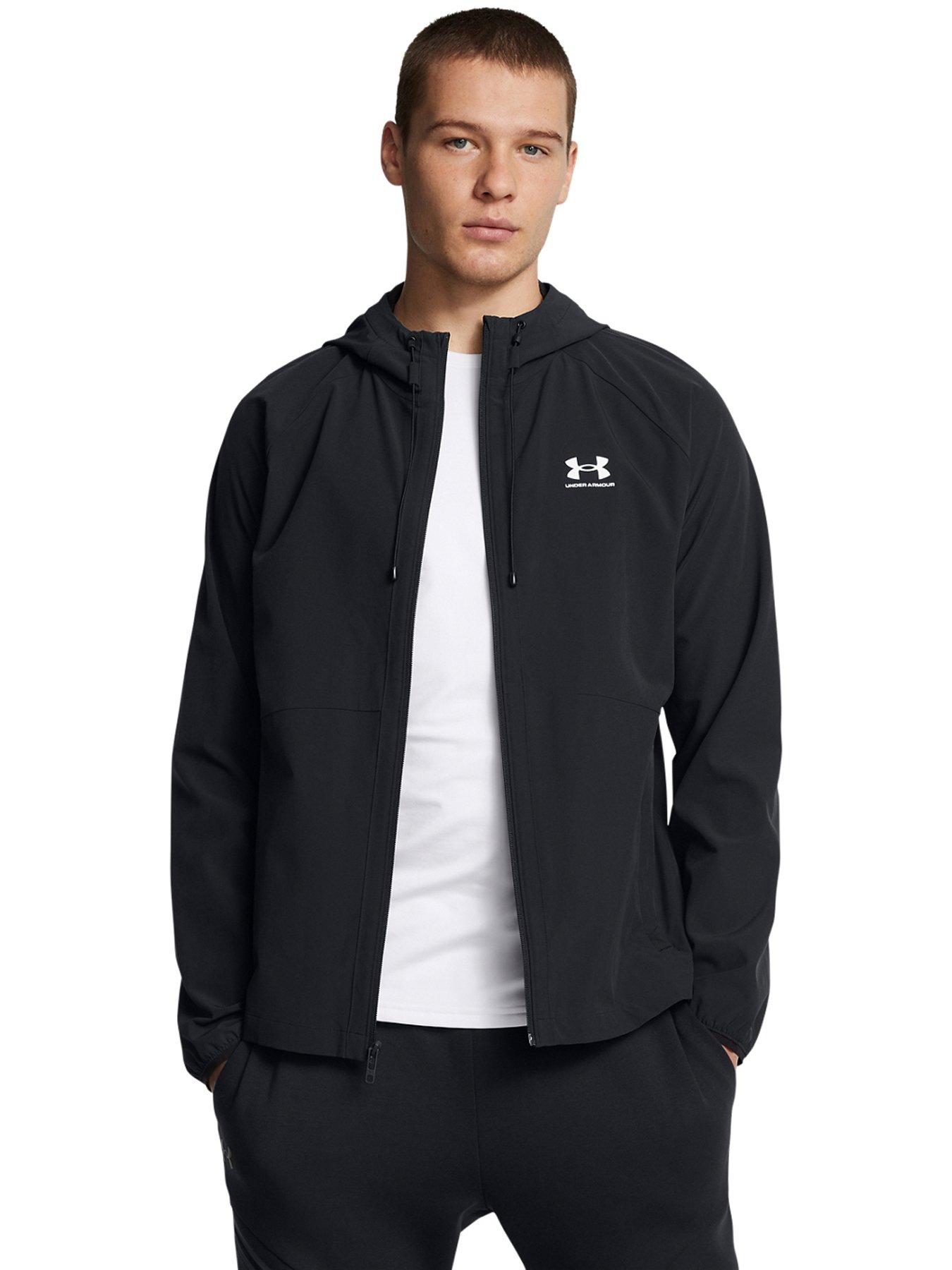 UNDER ARMOUR Mens Training Stretch Woven Windbreaker - Black
