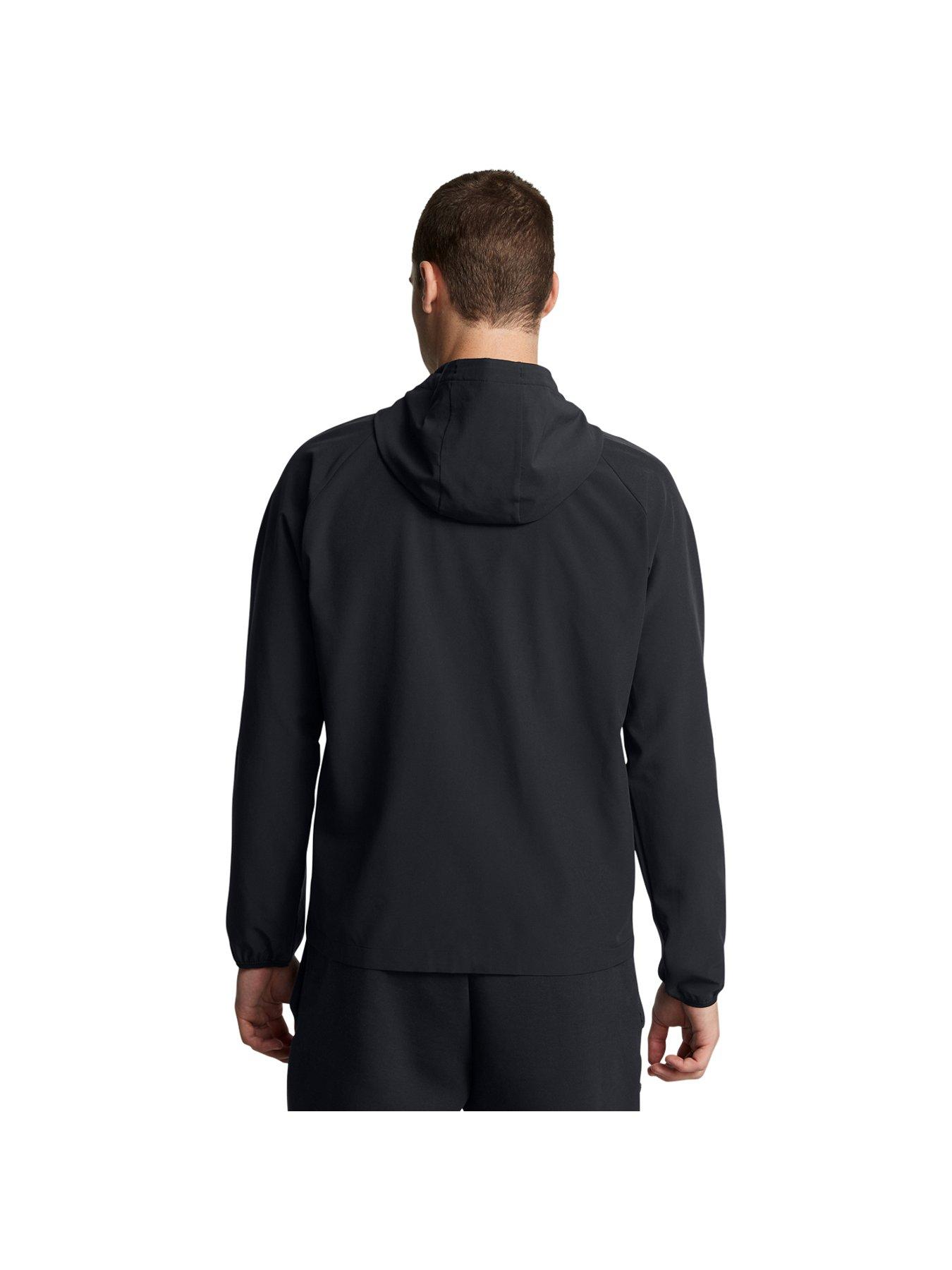 under-armour-mens-training-stretch-woven-windbreaker-blackstillFront