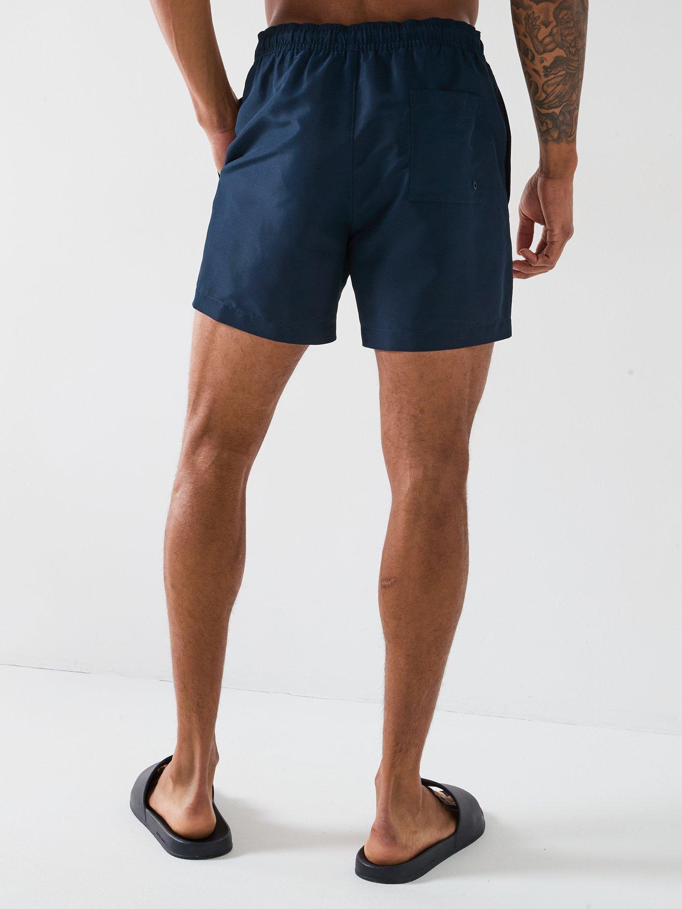 Image 2 of 4 of Calvin Klein Side Logo Swim Shorts - Navy