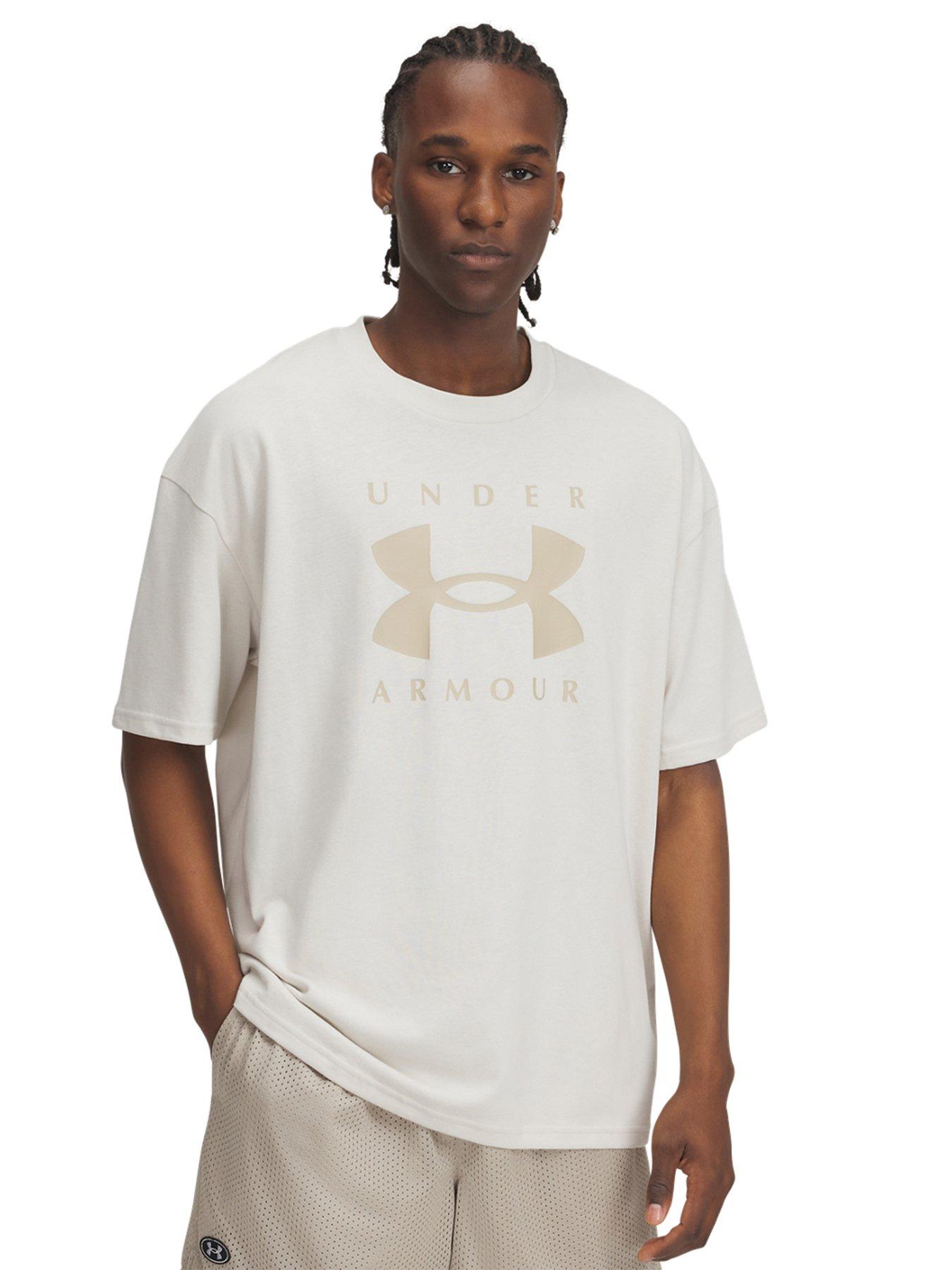 Image 1 of 3 of UNDER ARMOUR Mens Training Heavyweight Oversized Branded T-Shirt - White