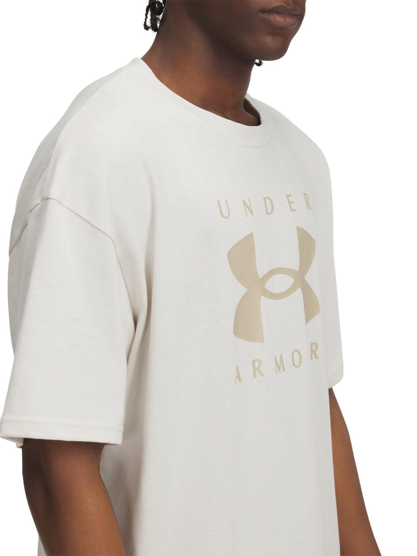 Image 3 of 3 of UNDER ARMOUR Mens Training Heavyweight Oversized Branded T-Shirt - White