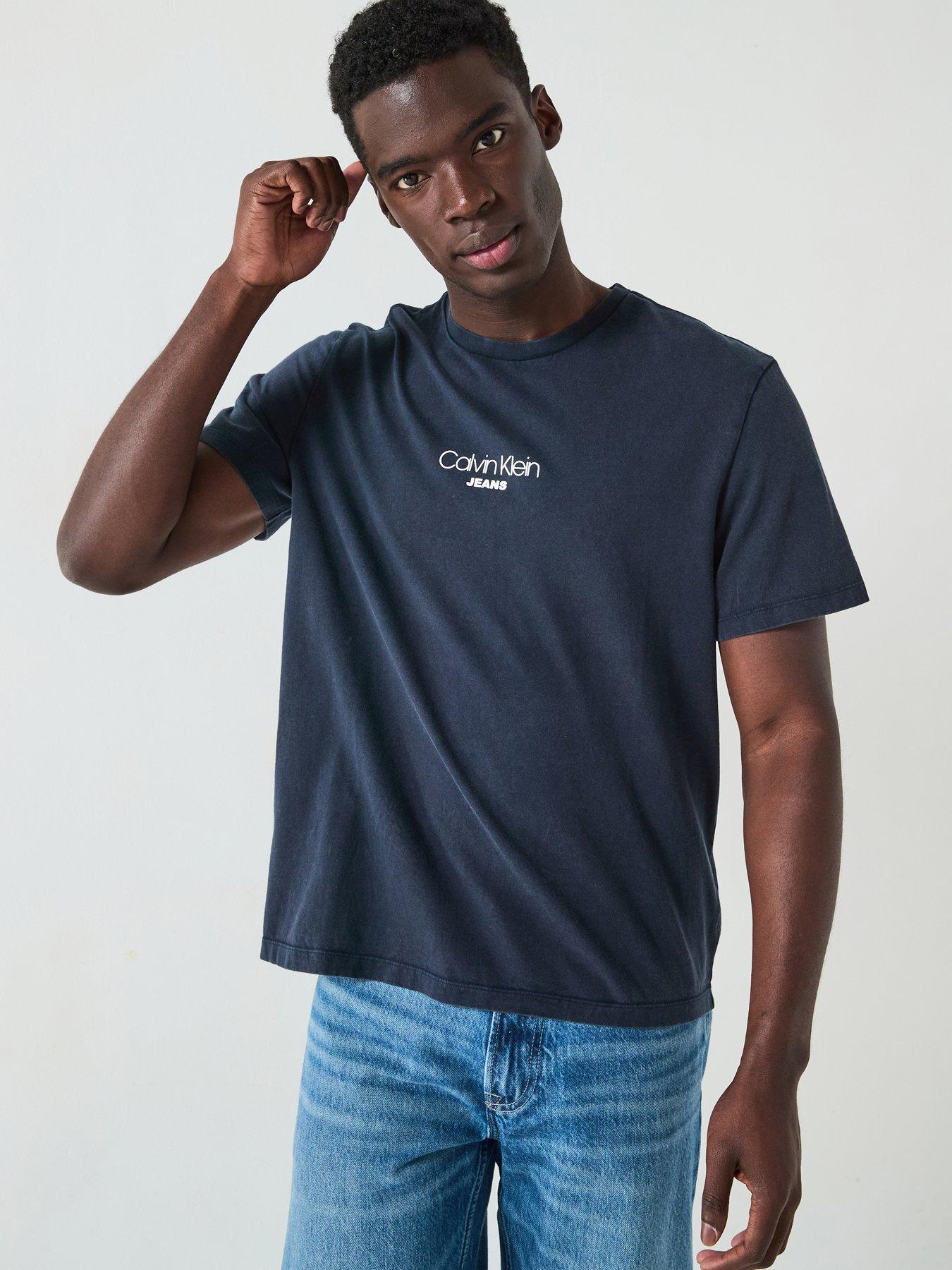 undefined Short Sleeve Acid Wash 20S Crew T-Shirt - Dark Blue