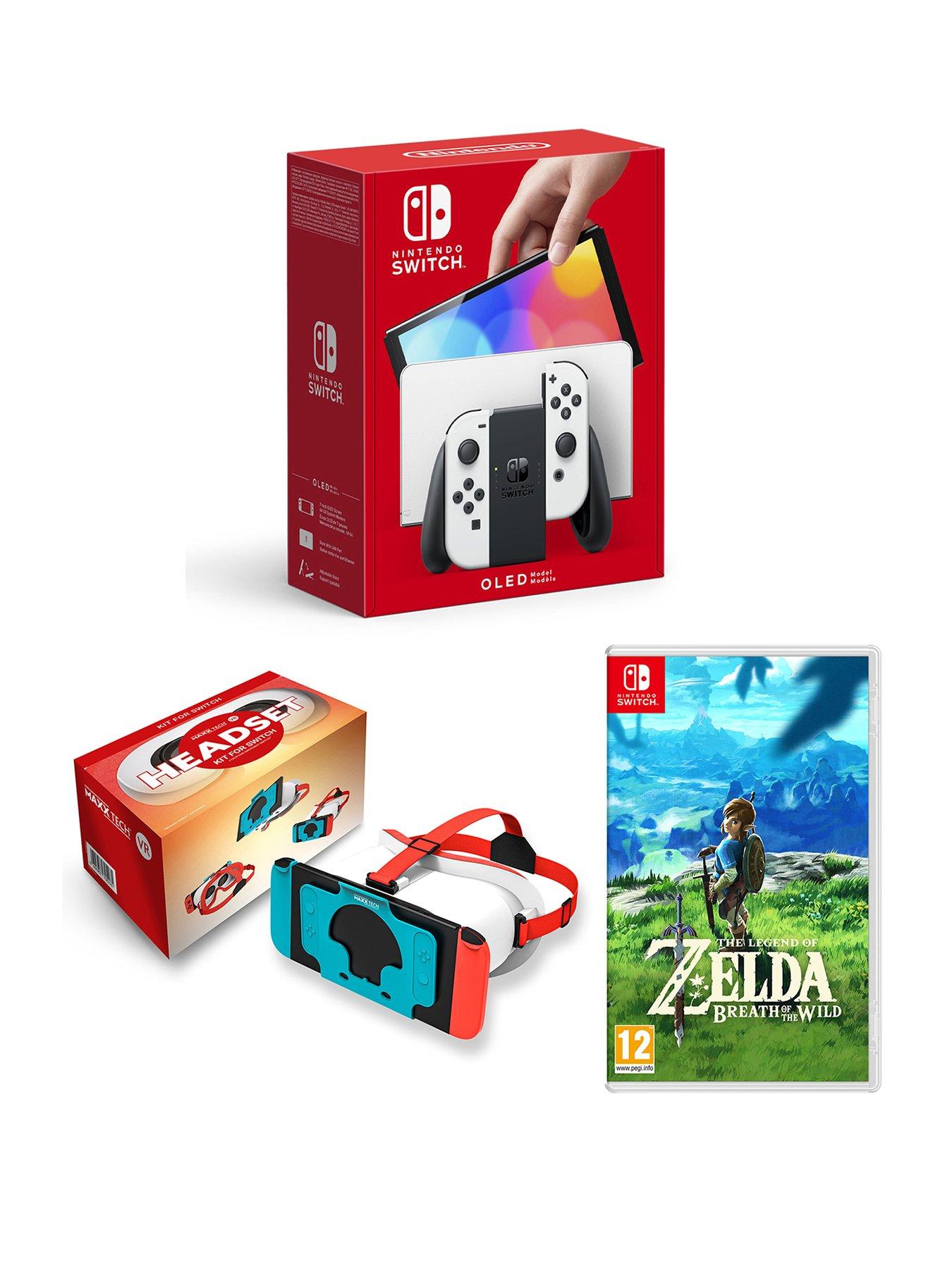 Image 1 of 6 of Nintendo Switch OLED Switch Oled White with ZELDA BREATH OF THE WILD  & VR Switch headset V2