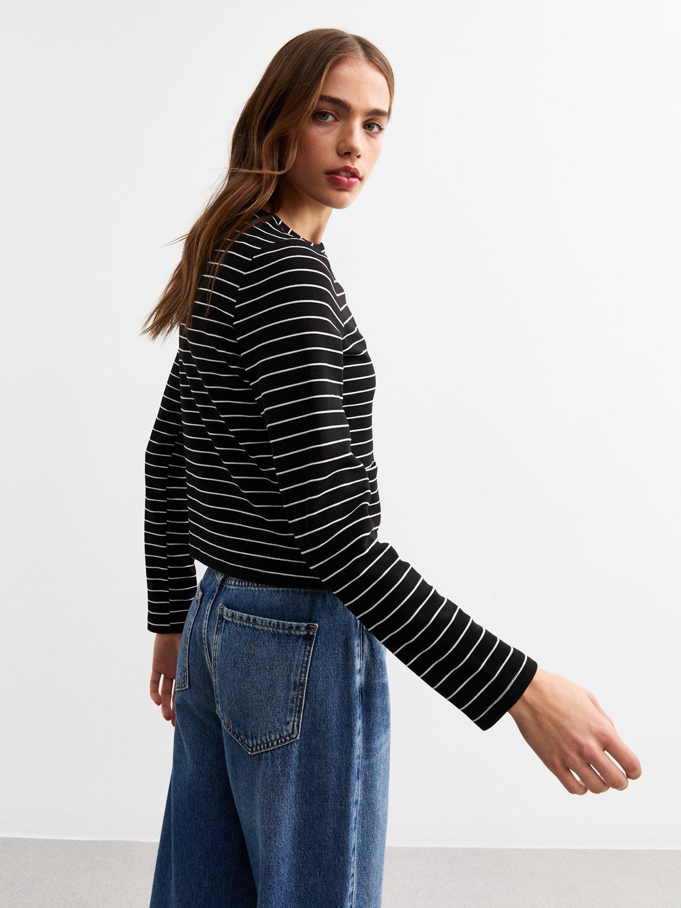 new-look-black-striped-button-detail-cardiganstillFront