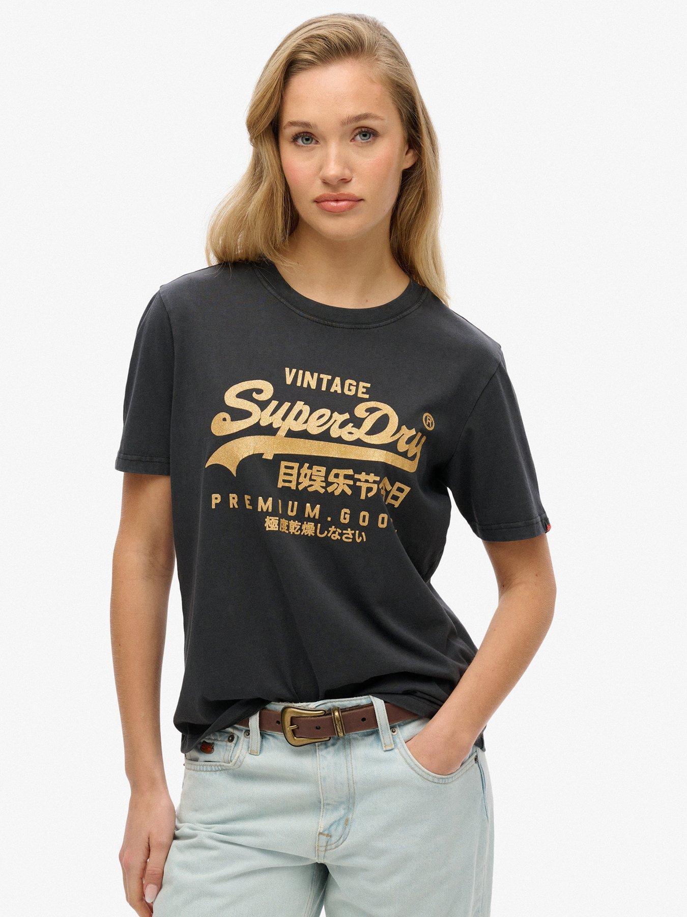 Image of Superdry VL Metallic Relaxed T-Shirt - Black