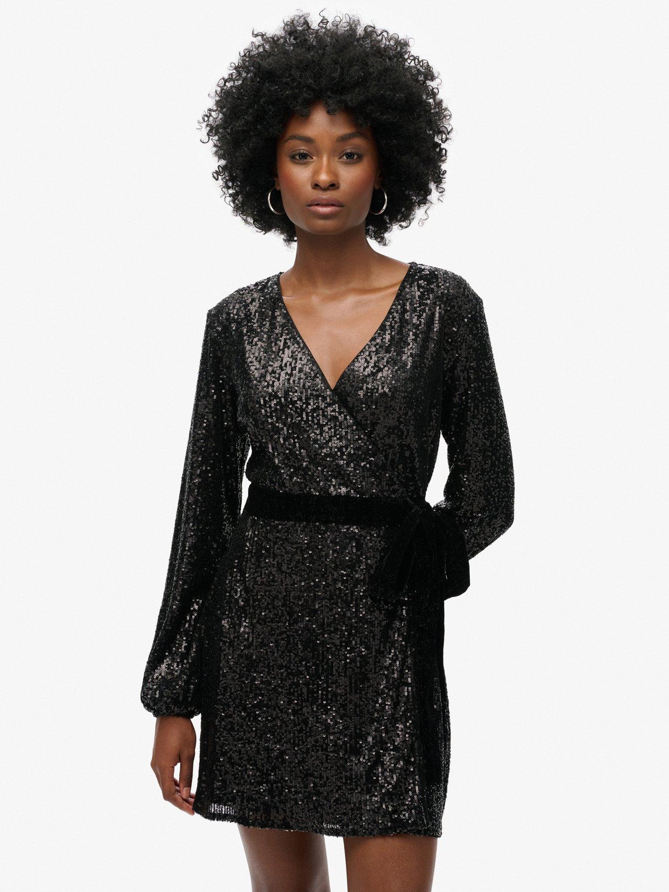 superdry-sequin-velvet-wrap-mini-dress-black