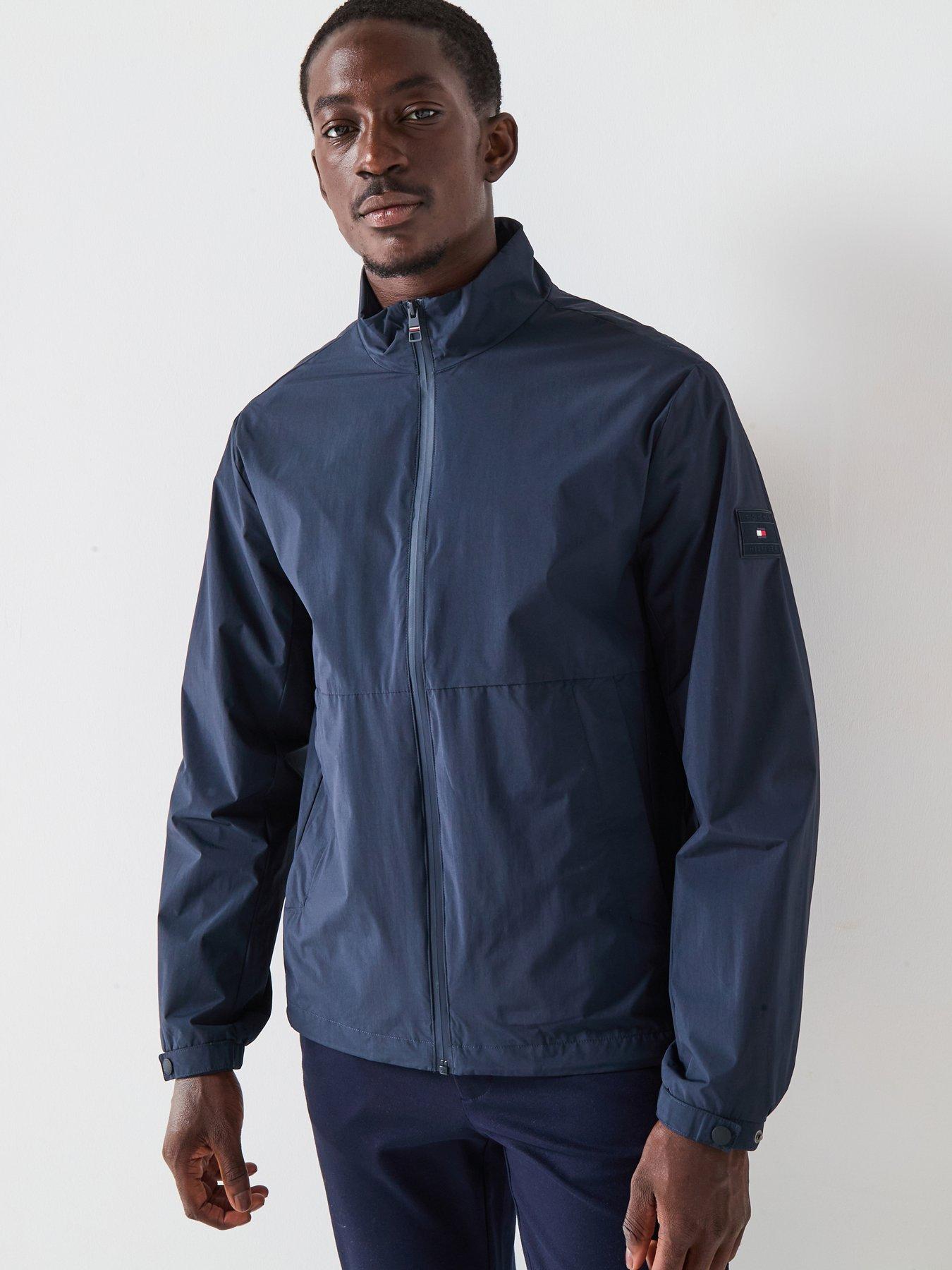 undefined Tommy Hilfiger Sleeve Logo Cotton Harrington Jacket - Navy