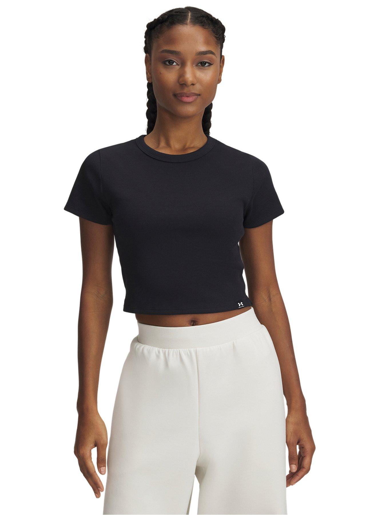 UNDER ARMOUR Womens Training Rival Rib Baby T-Shirt - Black