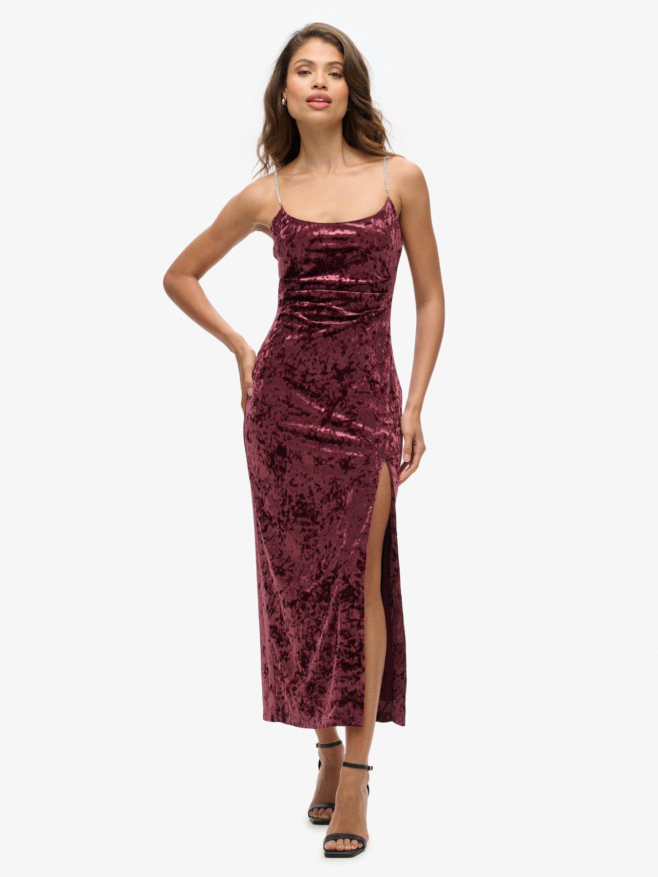 superdry-diamonte-velvet-midi-dress-red