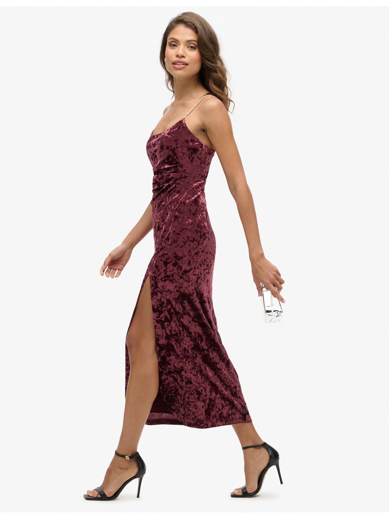 superdry-diamonte-velvet-midi-dress-redback