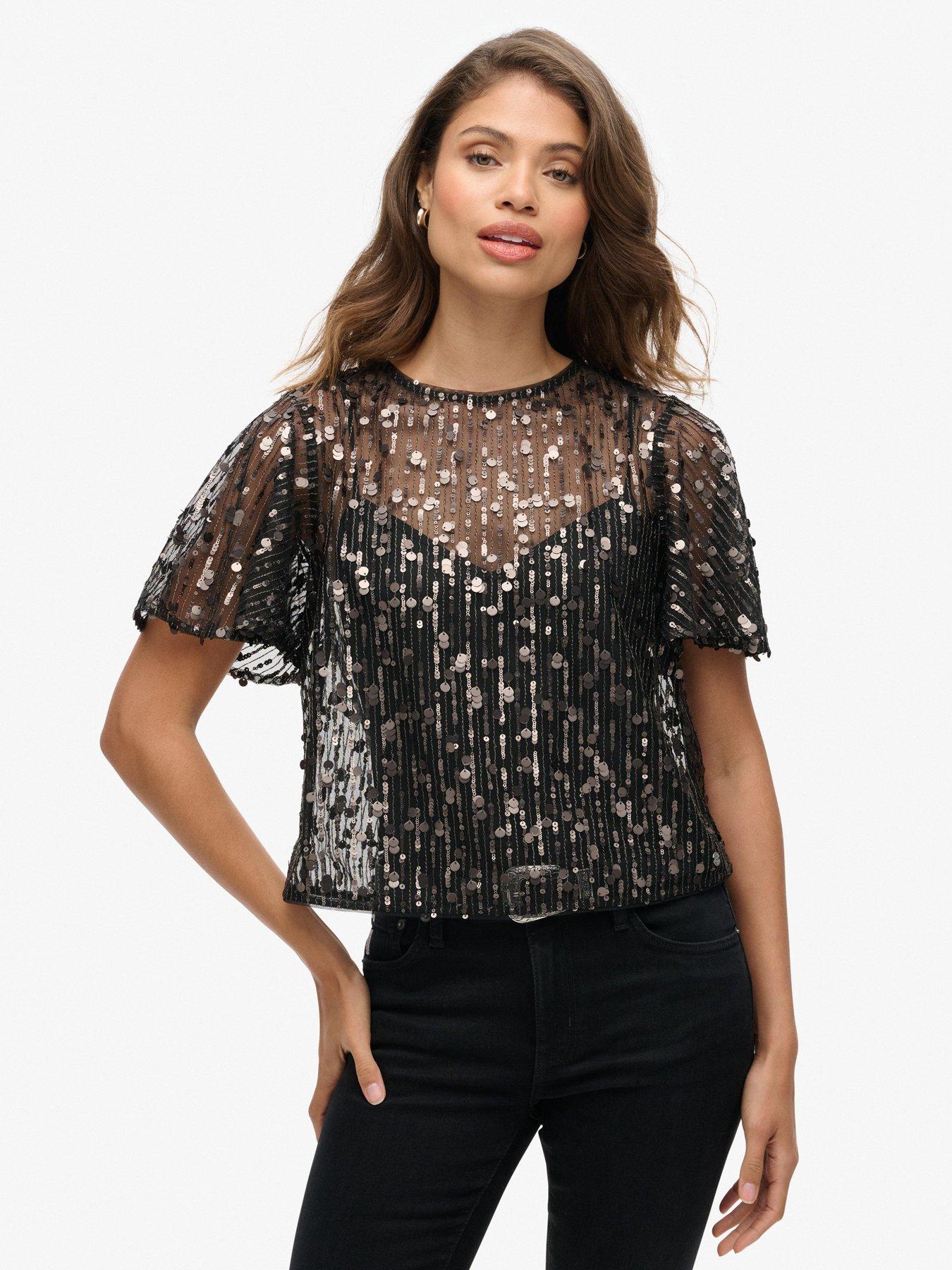 superdry-sheer-short-sleeve-sequin-top-black