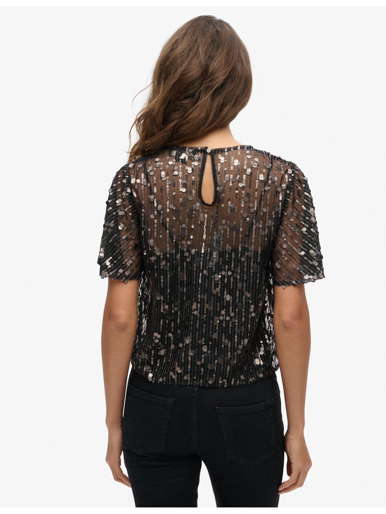 superdry-sheer-short-sleeve-sequin-top-blackstillFront