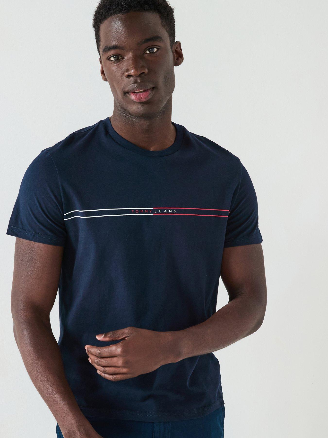 undefined Chest Pipe Trim Logo T-Shirt - Navy