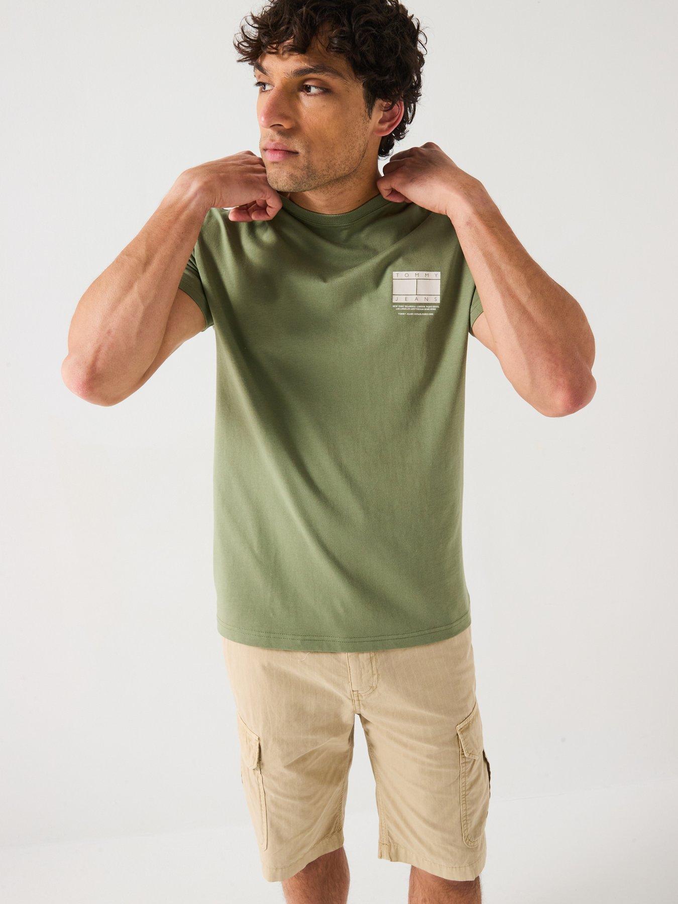 Image 5 of 5 of Tommy Jeans Mono Left Chest Logo T-Shirt - Khaki