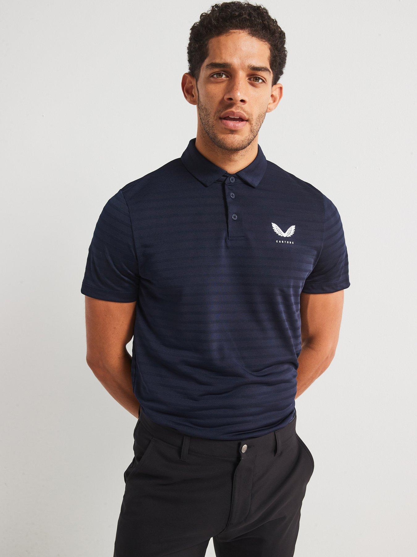 Image 1 of 6 of Castore Mens Golf Pinnacle Polo Striped - Navy