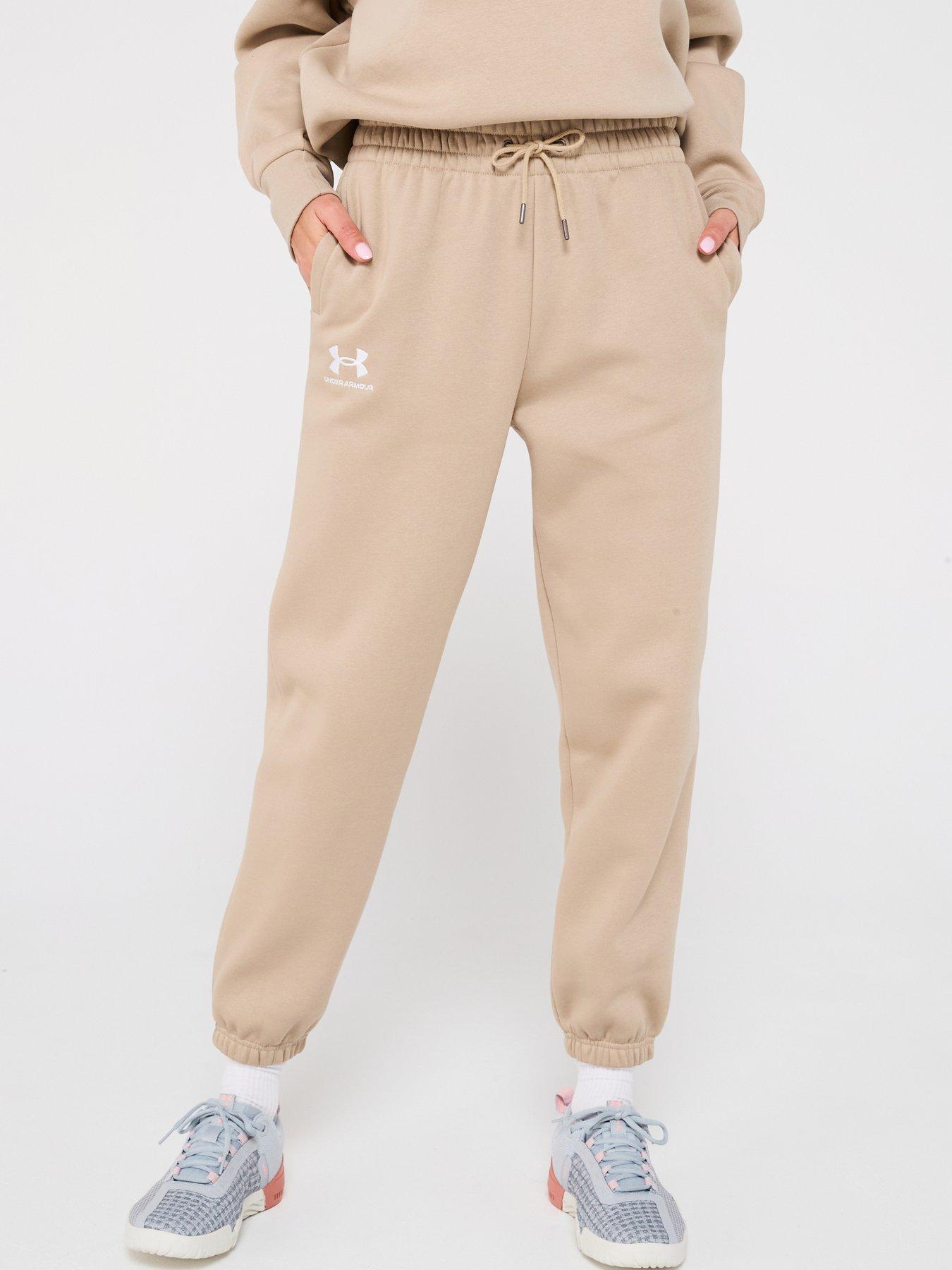 UNDER ARMOUR Womens Training Icon Fleece Joggers - Beige
