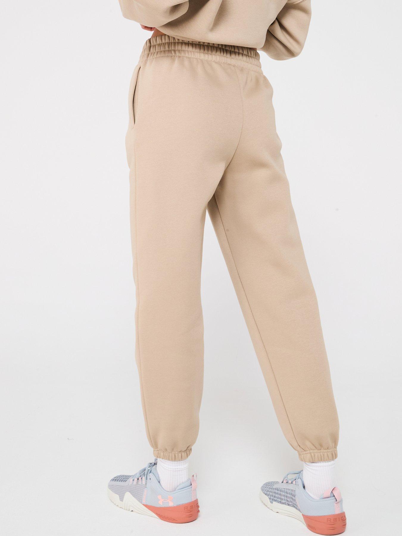 under-armour-womens-training-icon-fleece-joggers-beigestillFront