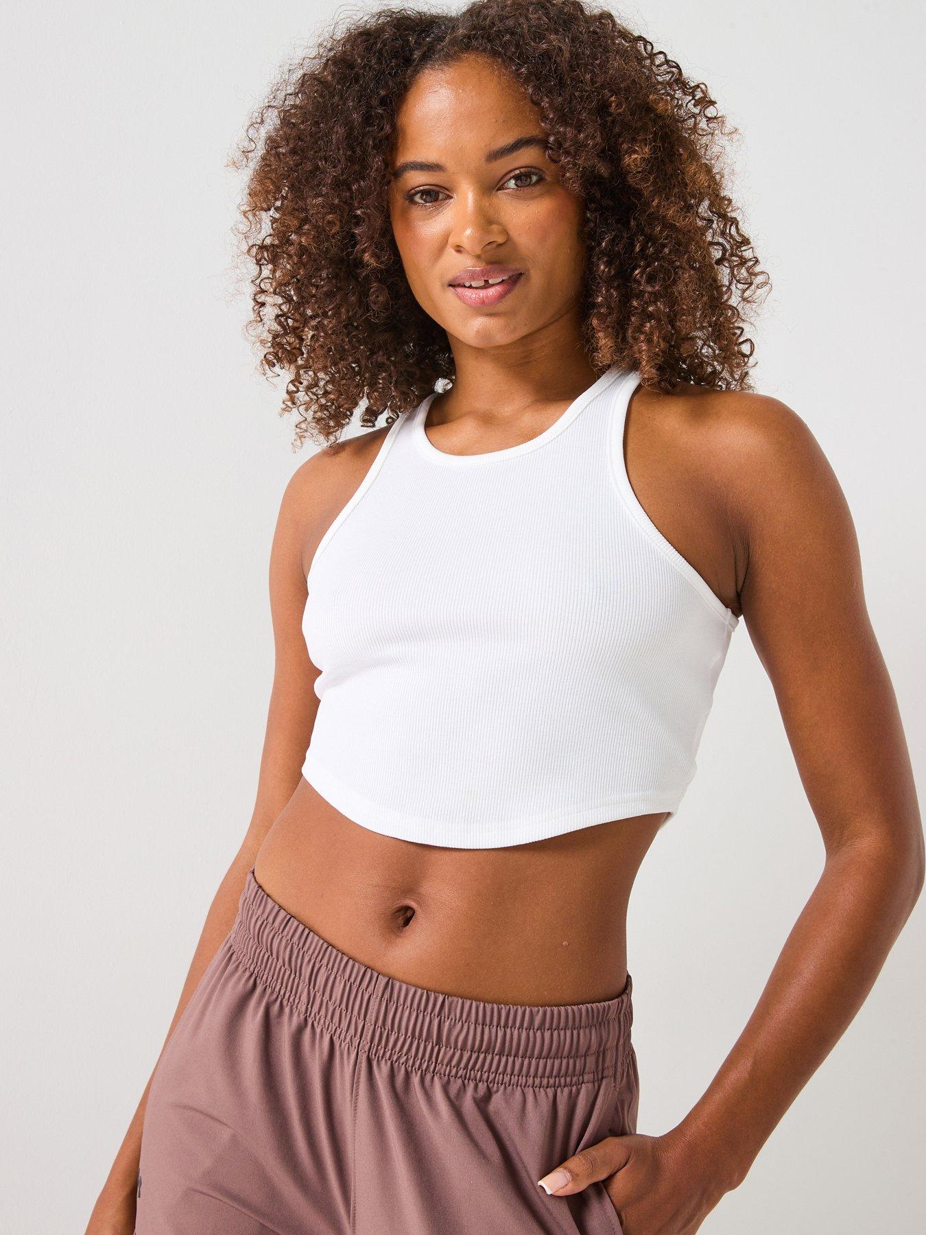 UNDER ARMOUR Womens Training Rival Rib Cropped Tank - White