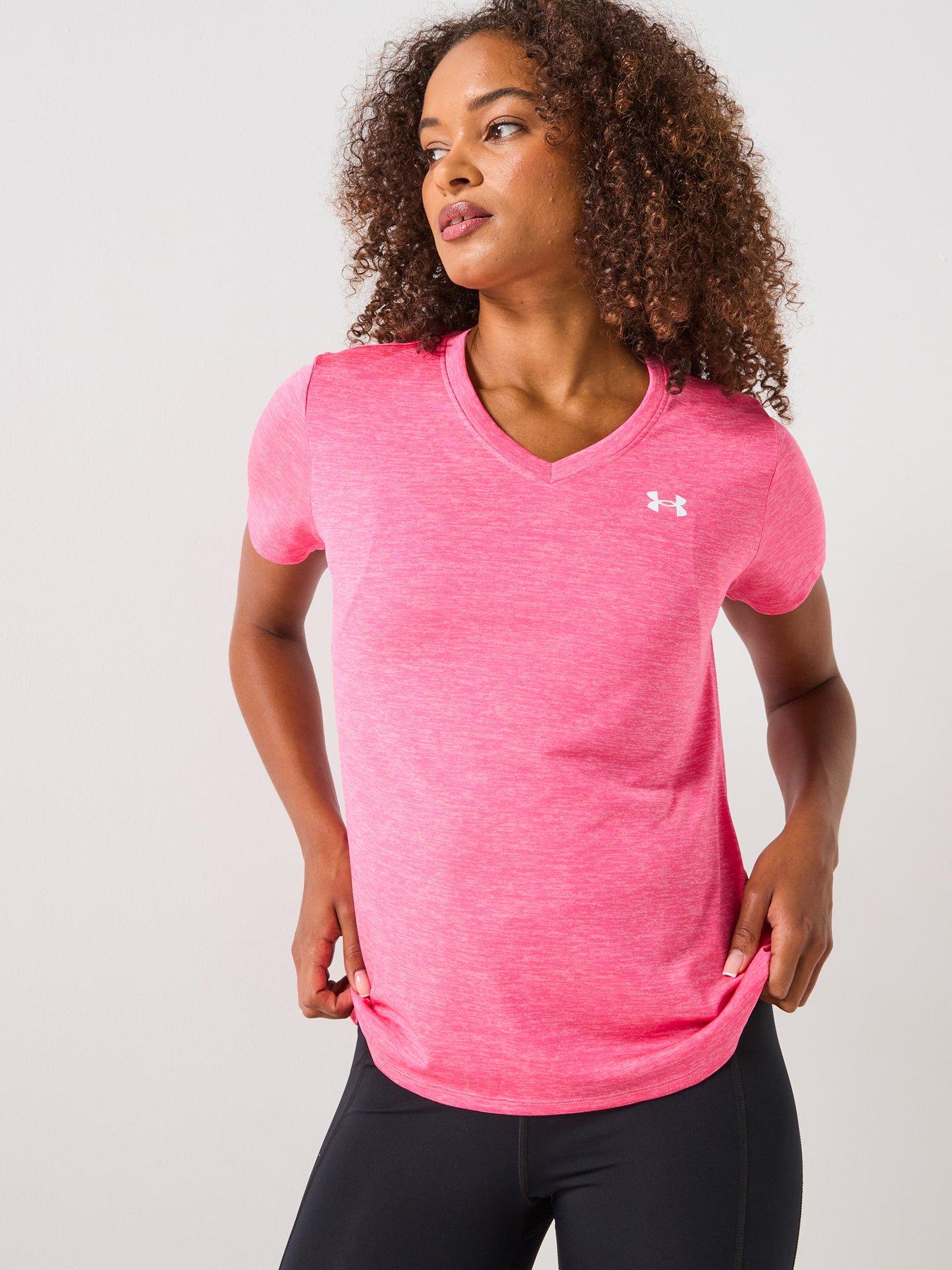 Image 1 of 6 of UNDER ARMOUR Womens Training Tech Twist V-Neck T-Shirt - Pink
