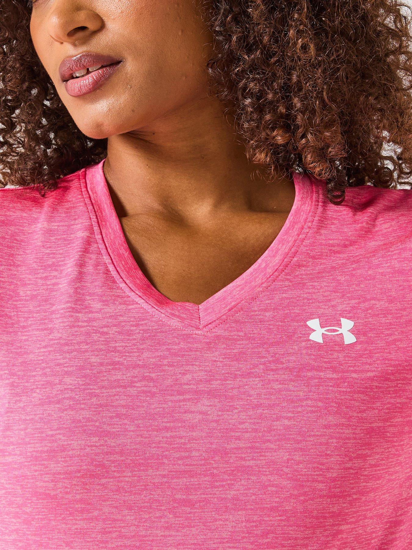 Image 4 of 6 of UNDER ARMOUR Womens Training Tech Twist V-Neck T-Shirt - Pink