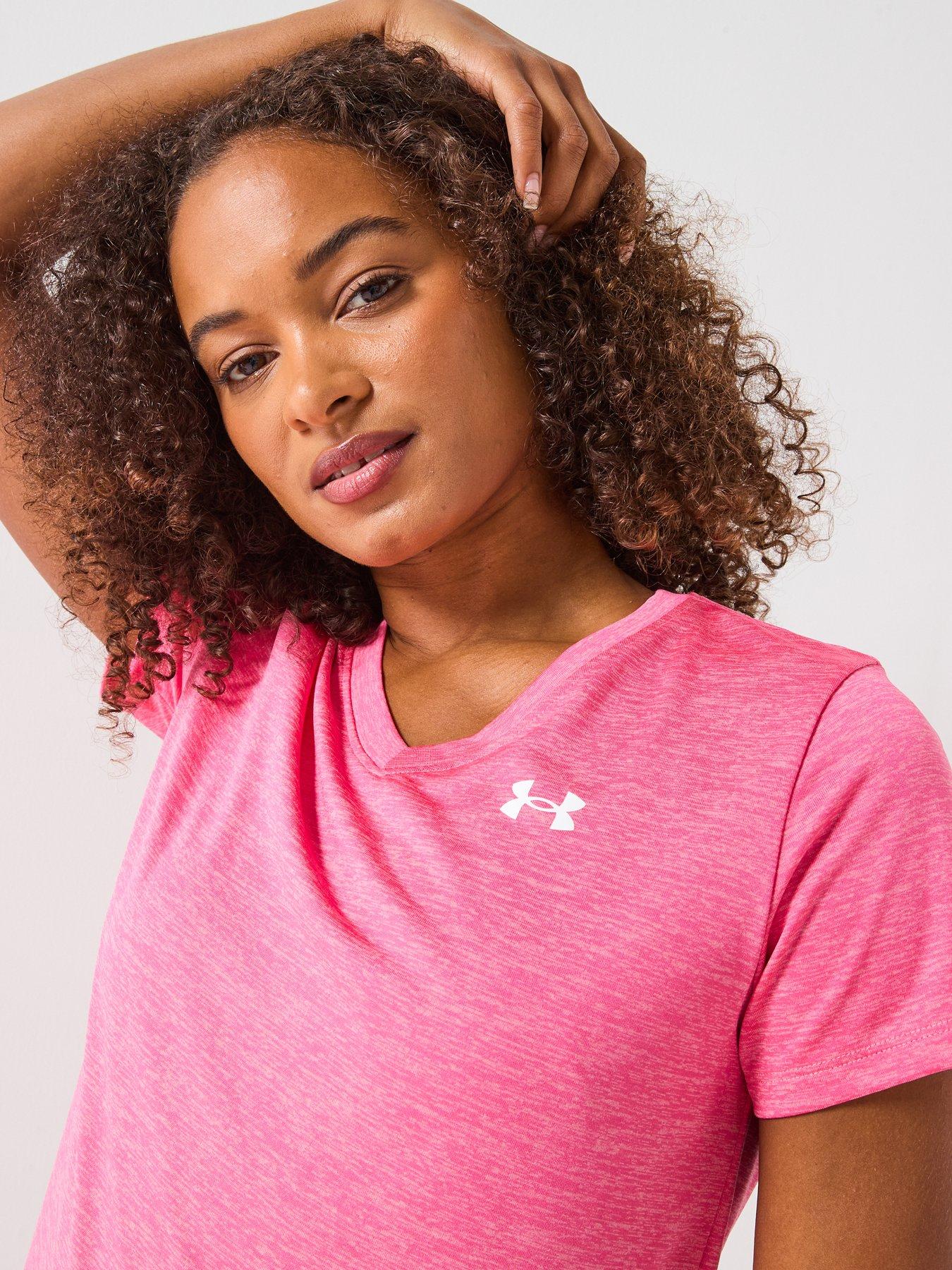 Image 5 of 6 of UNDER ARMOUR Womens Training Tech Twist V-Neck T-Shirt - Pink