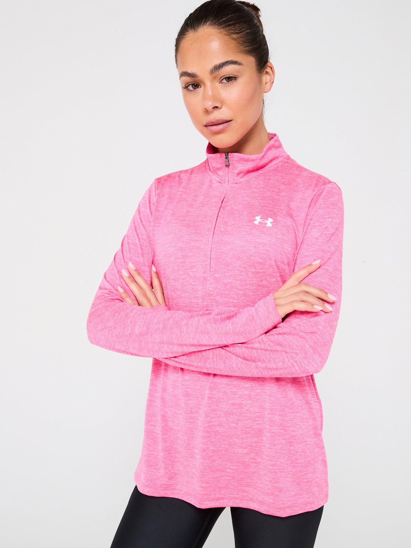 Under Armour Womens Training Tech Twist 1/2 Zip Top - Pink in Super Pink / / White