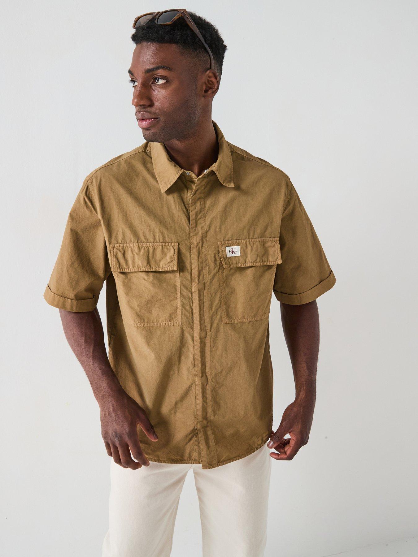 Image of Calvin Klein Jeans Garment Dye Short Sleeve Shirt - Beige