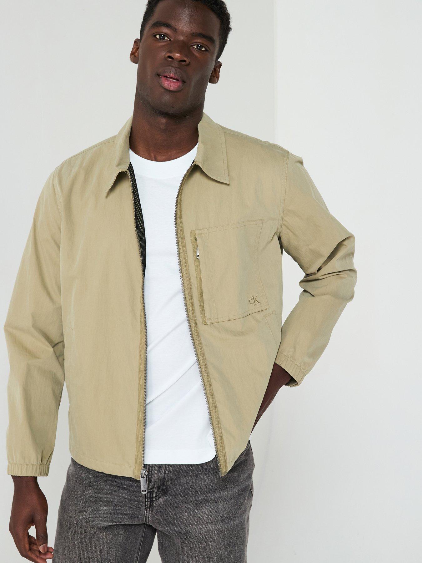 Calvin Klein Jeans Zip Thru Cotton Overshirt Jacket - Beige