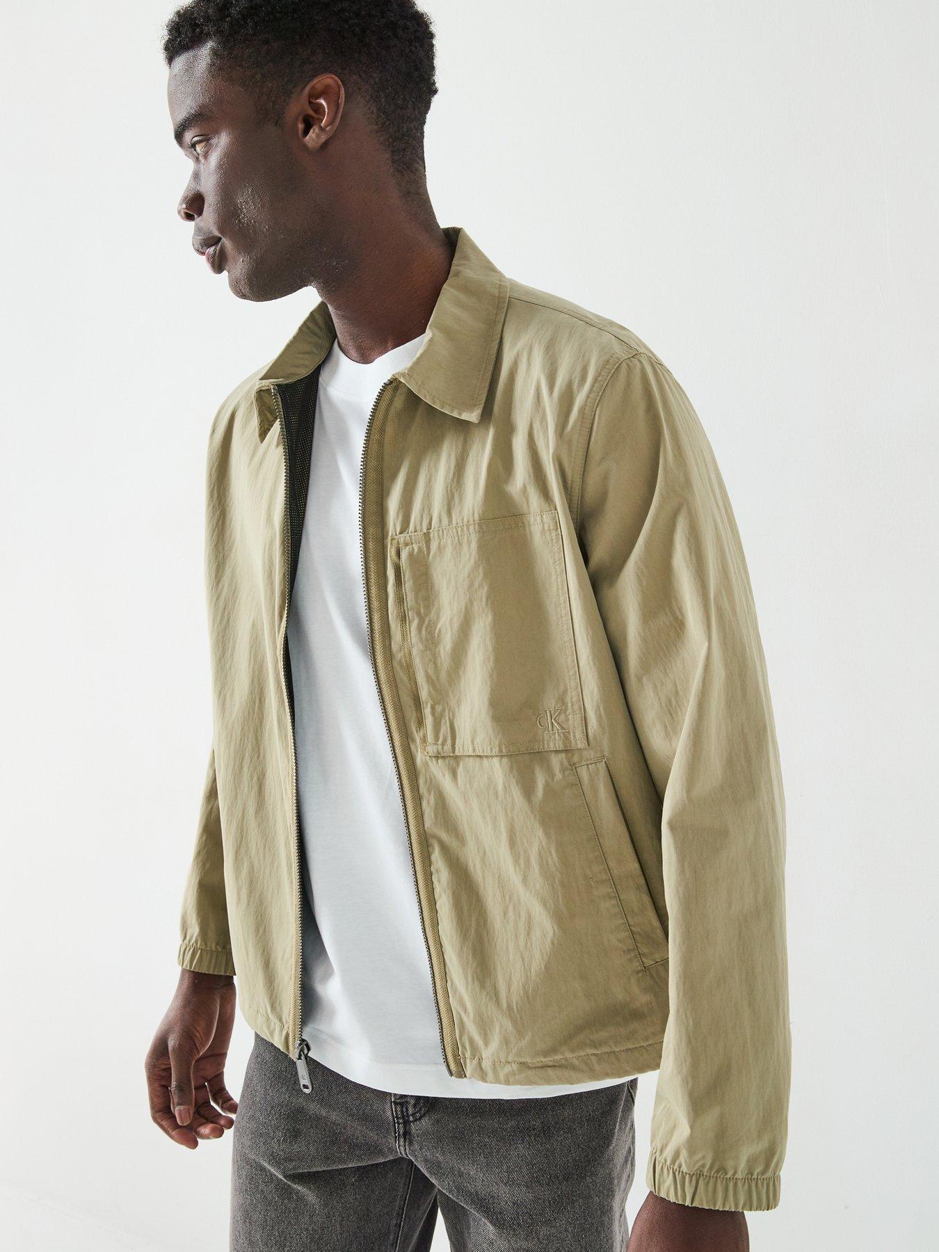 Image 4 of 6 of Calvin Klein Jeans Zip Thru Cotton Overshirt Jacket - Beige