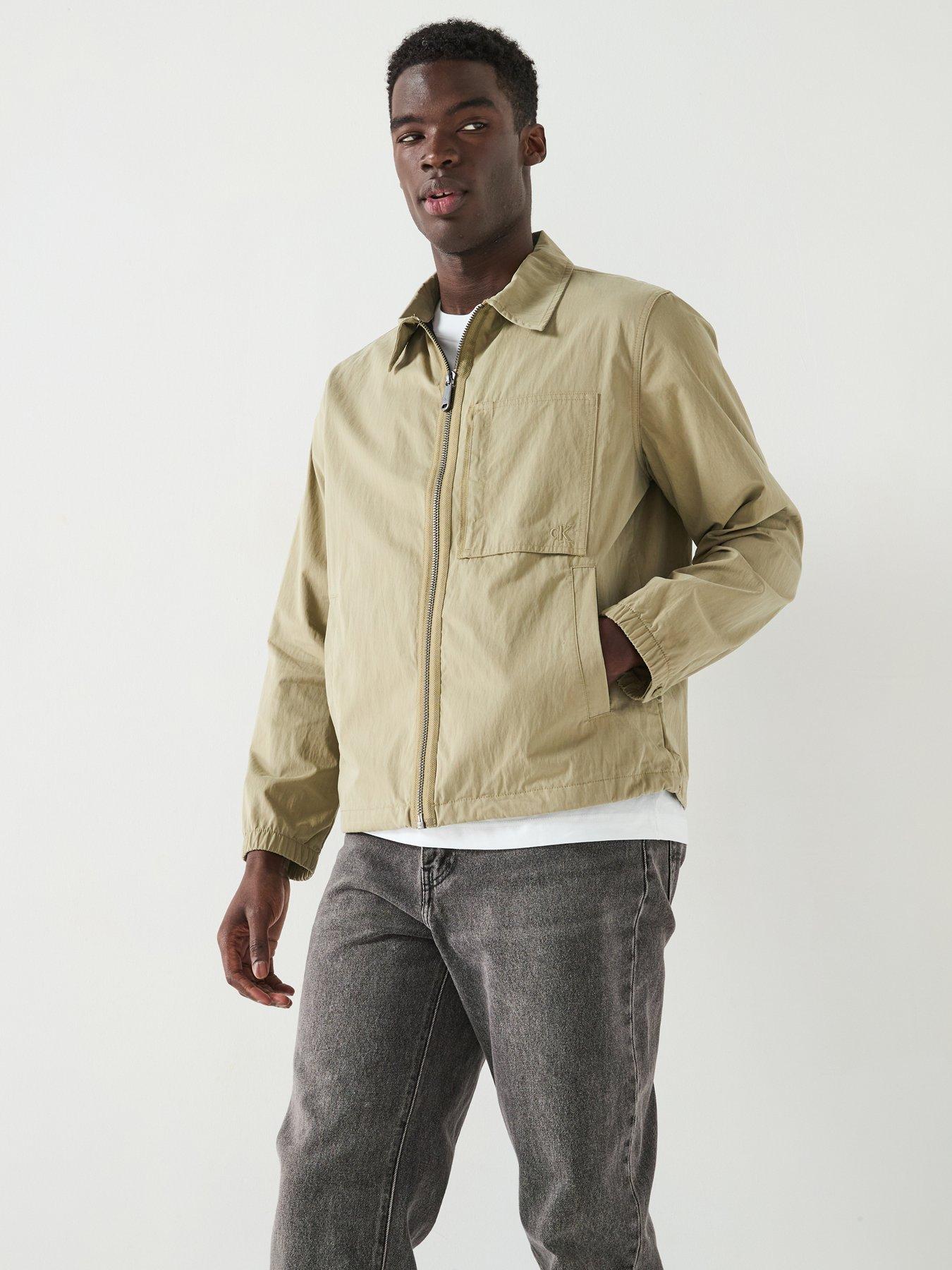Image 6 of 6 of Calvin Klein Jeans Zip Thru Cotton Overshirt Jacket - Beige