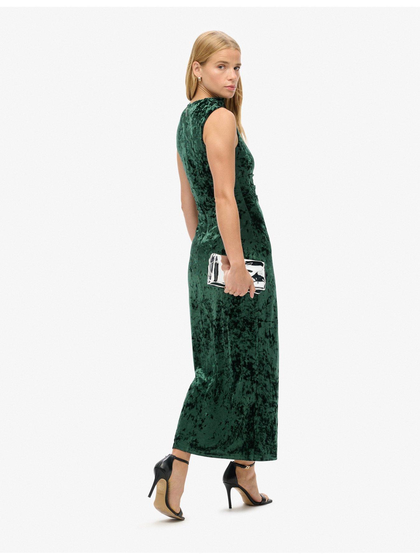 superdry-velvet-bodycon-midi-dress-greenstillFront