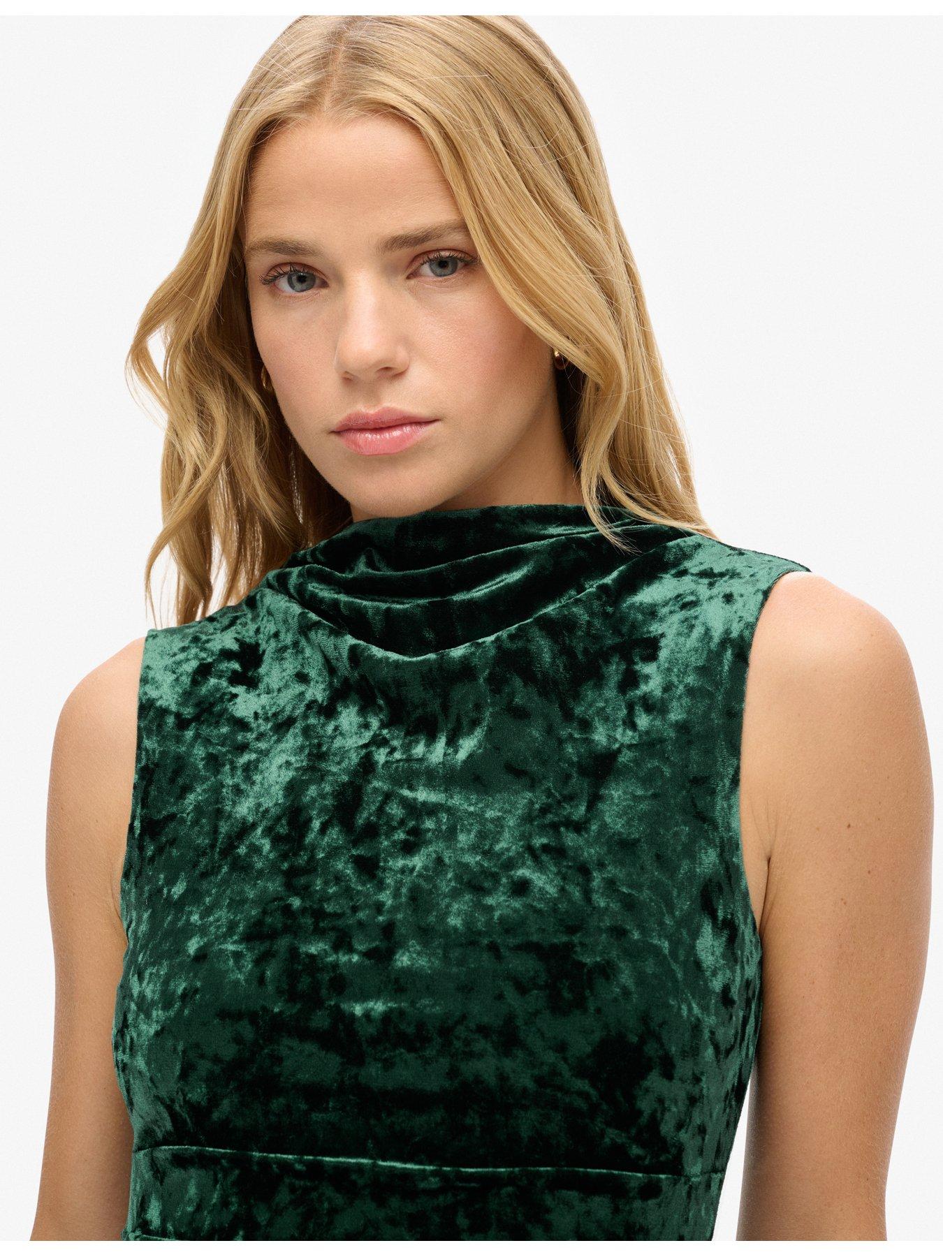 superdry-velvet-bodycon-midi-dress-greenoutfit