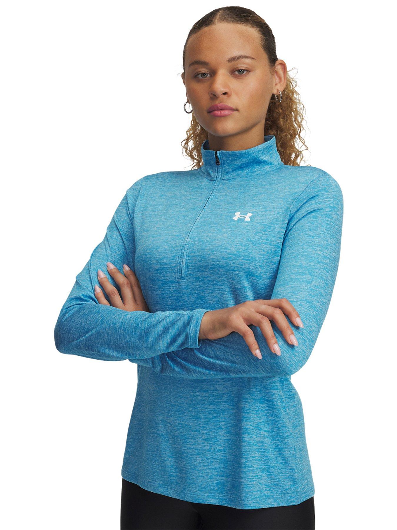 under-armour-womens-training-tech-twist-12-zip-top-blue