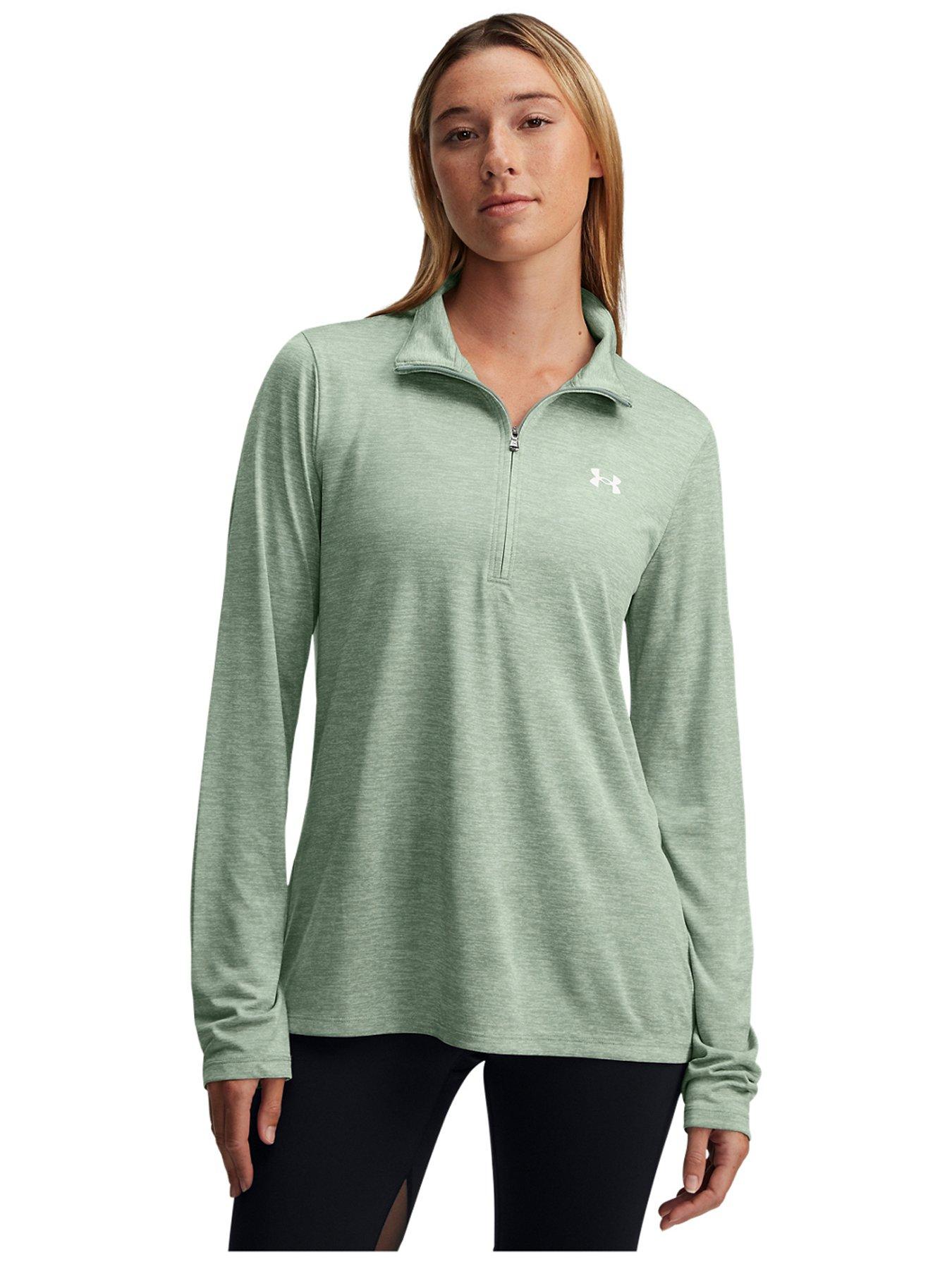 under-armour-womens-training-tech-twist-12-zip-top-green