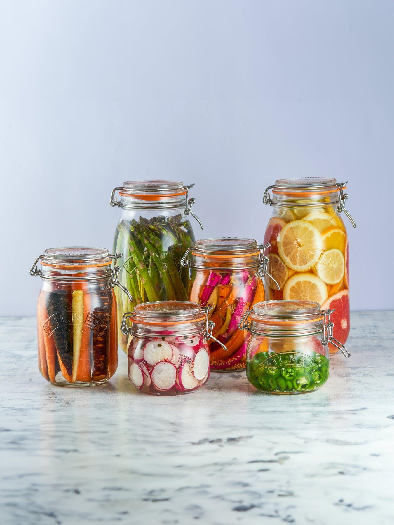 Image 1 of 8 of KILNER Set Of 4 Clip Top Round Jars 1l