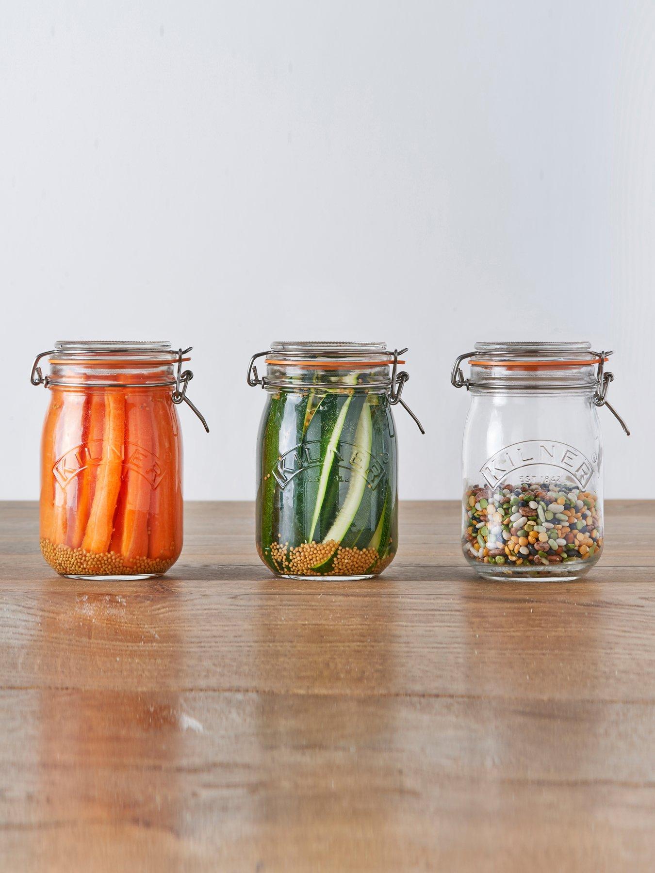 Image 3 of 8 of KILNER Set Of 4 Clip Top Round Jars 1l