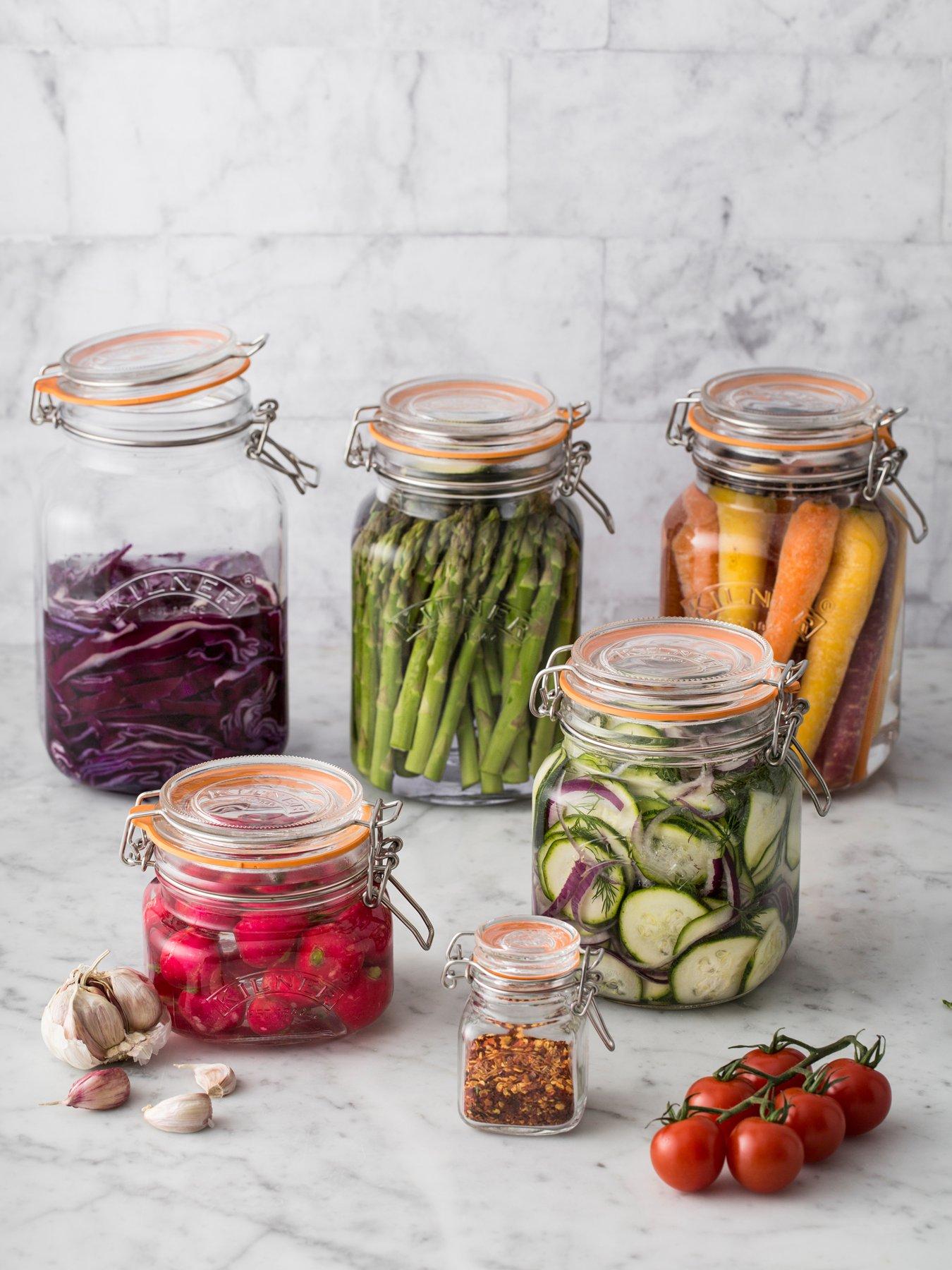 Image of KILNER Set Of 4 Clip Top Square Jars 2l