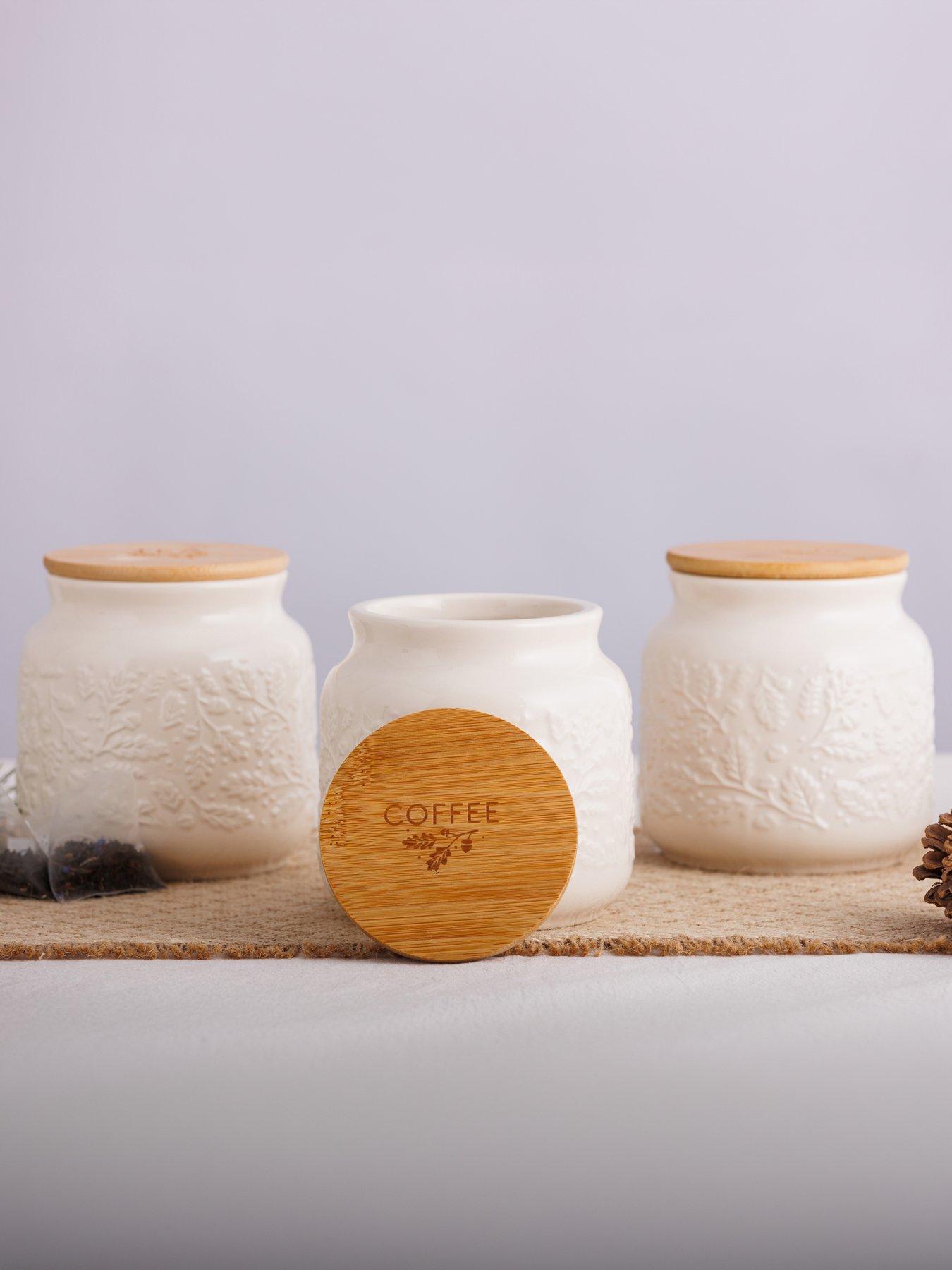 Image 1 of 5 of Price & Kensington Acorn Set Tea, Coffee, Sugar Storage Jars