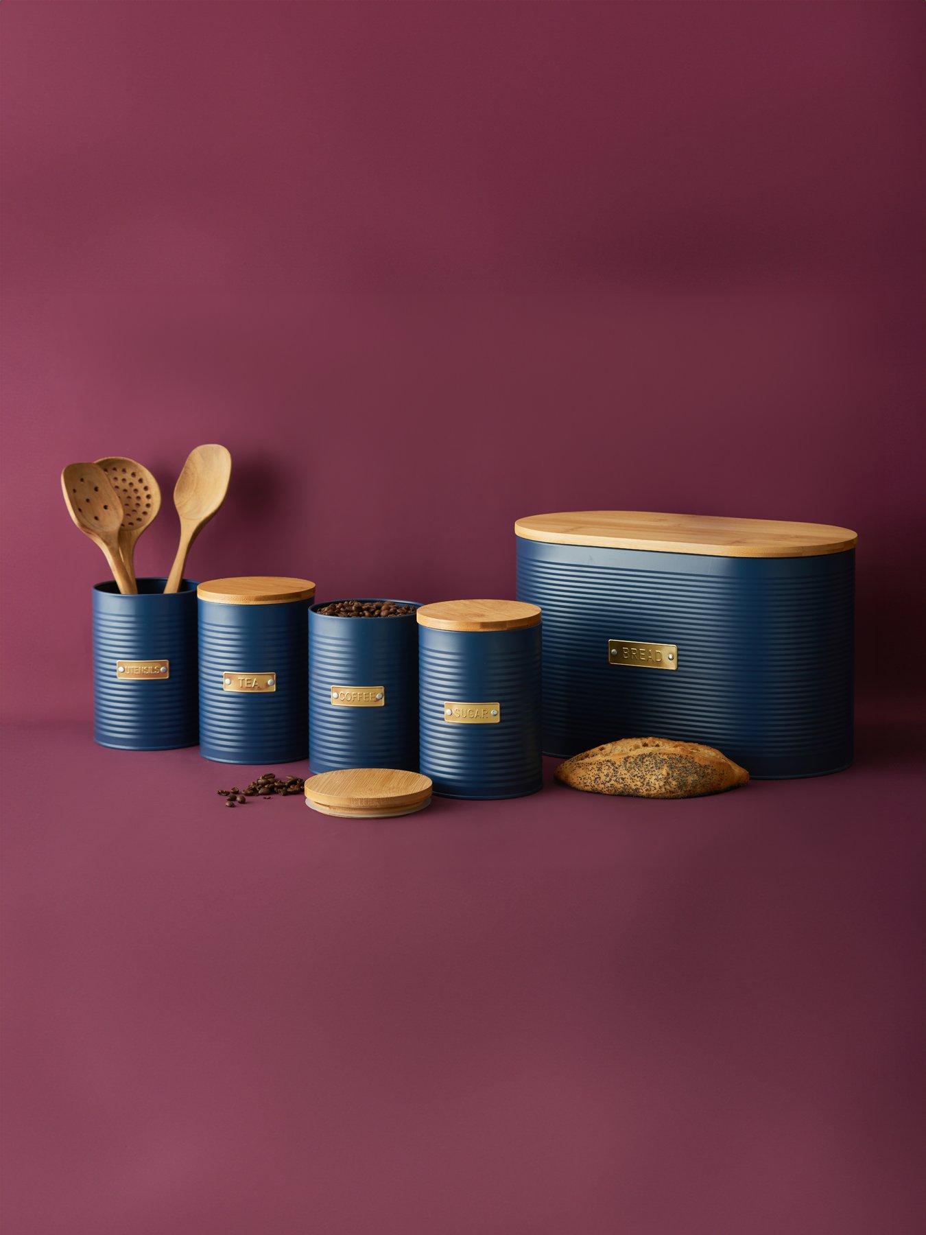 undefined Otto Navy Tea, Coffee, Sugar & Bread Bin