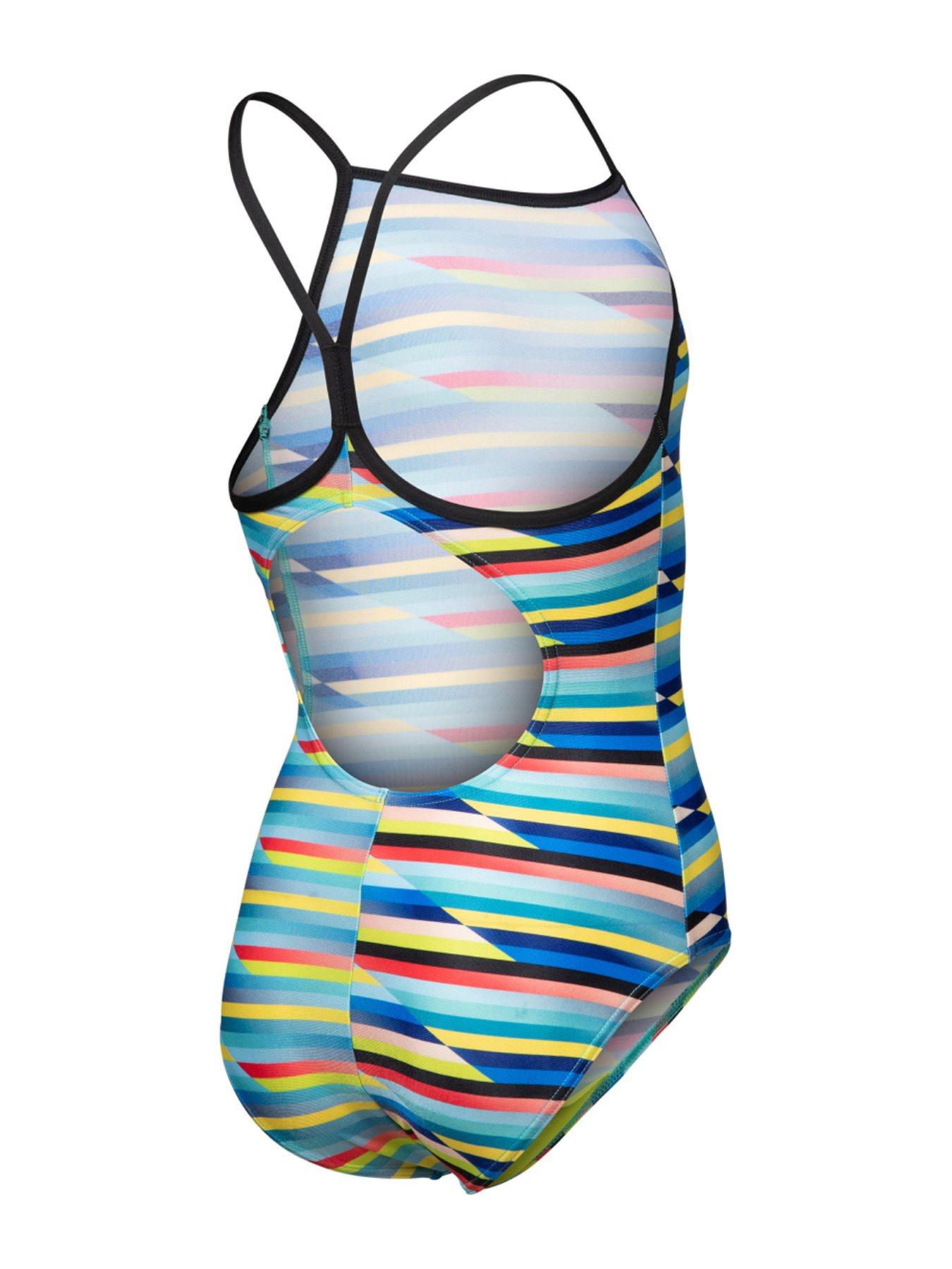 Image 4 of 4 of Arena Girl's Racing Stripe Swimsuit - Yellow