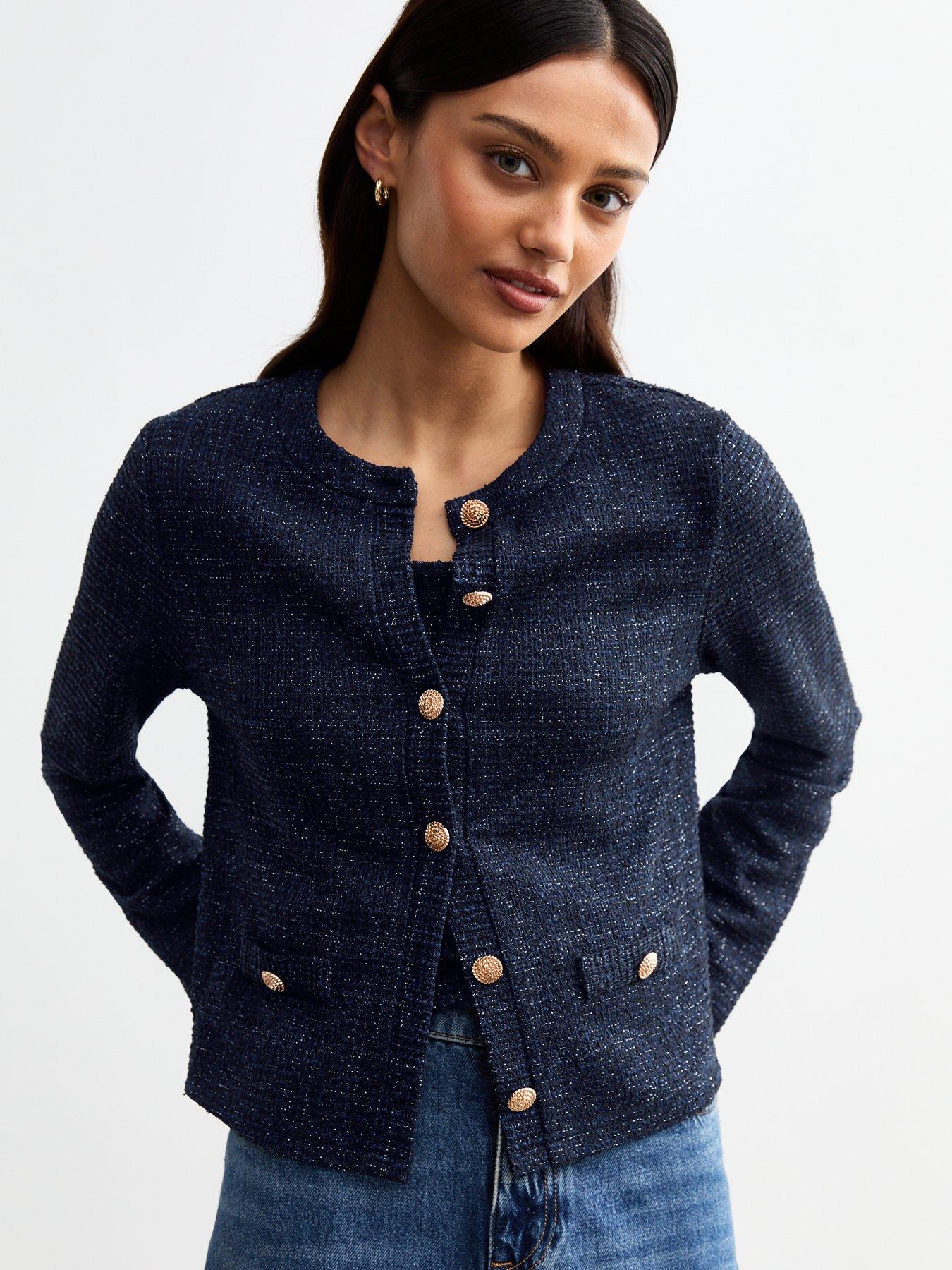 new-look-navy-sparkle-textured-button-detail-cardiganoutfit