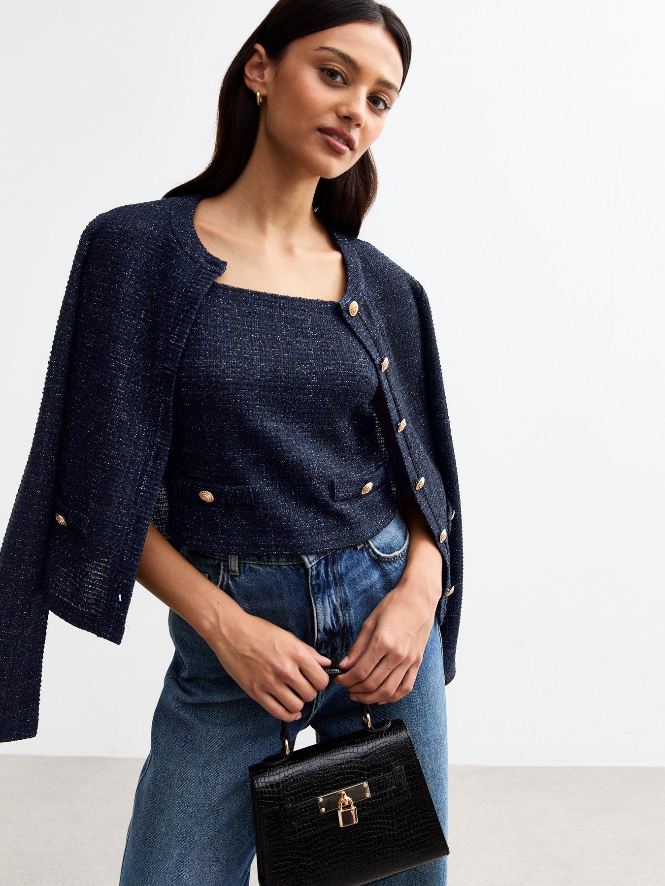 new-look-navy-sparkle-textured-wide-strap-topoutfit