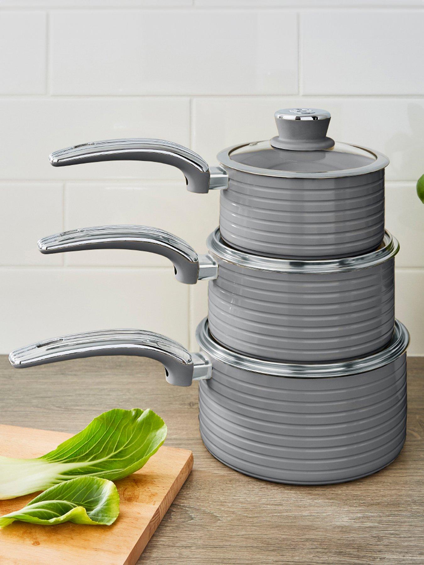 Swan Retro 3 Piece Saucepan Set