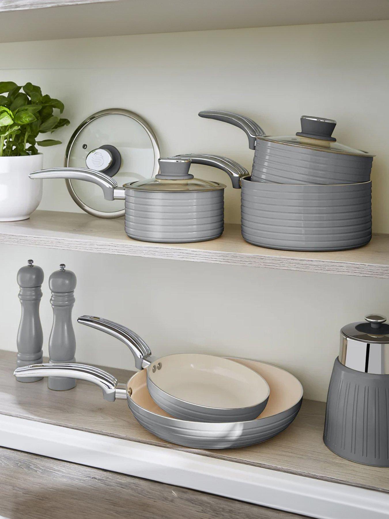 Swan Retro 5 Piece Pan Set Grey