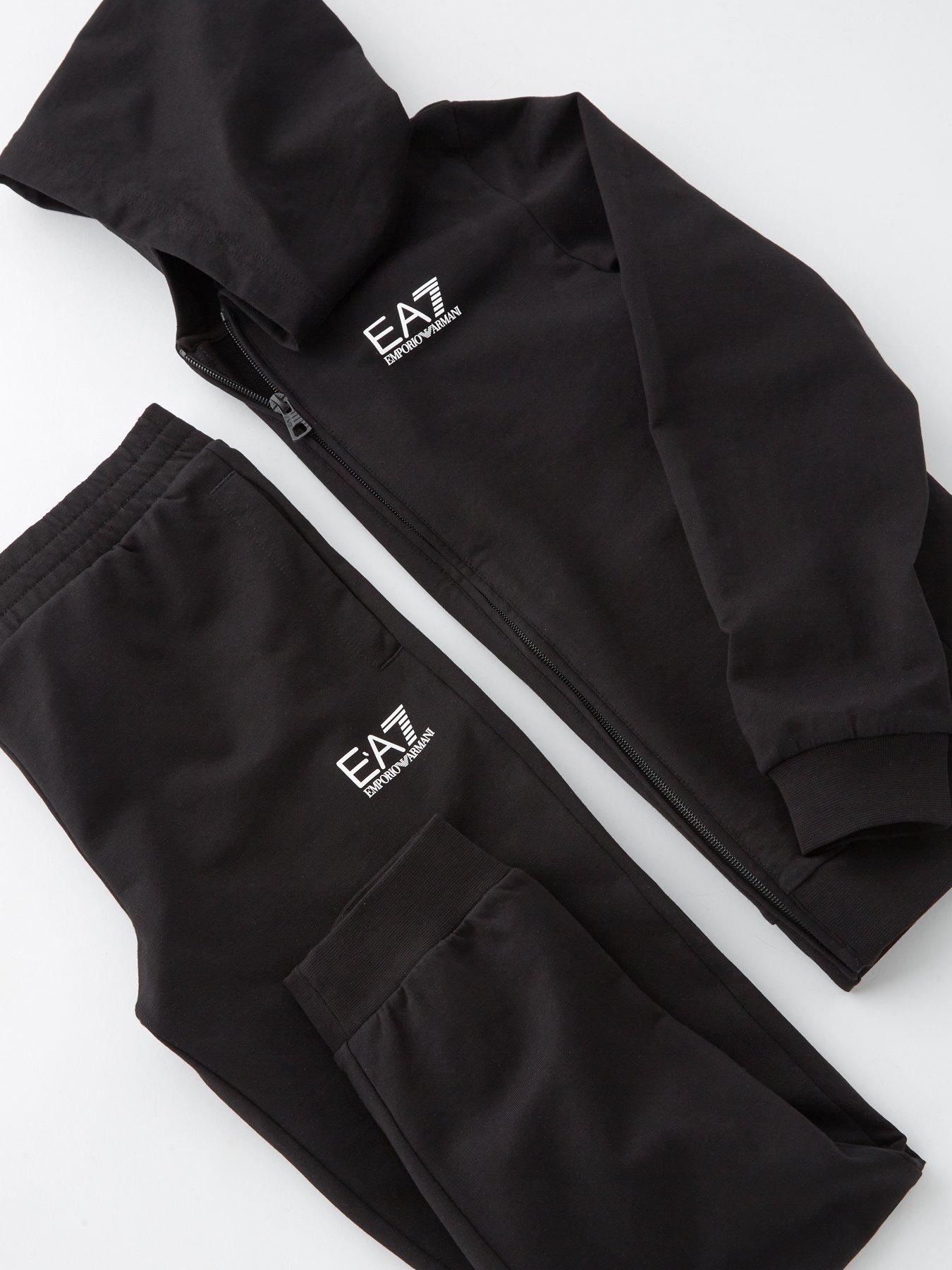 Image 4 of 4 of EA7 Emporio Armani Boys Core Id Zip Through Hoodie Tracksuit - Black