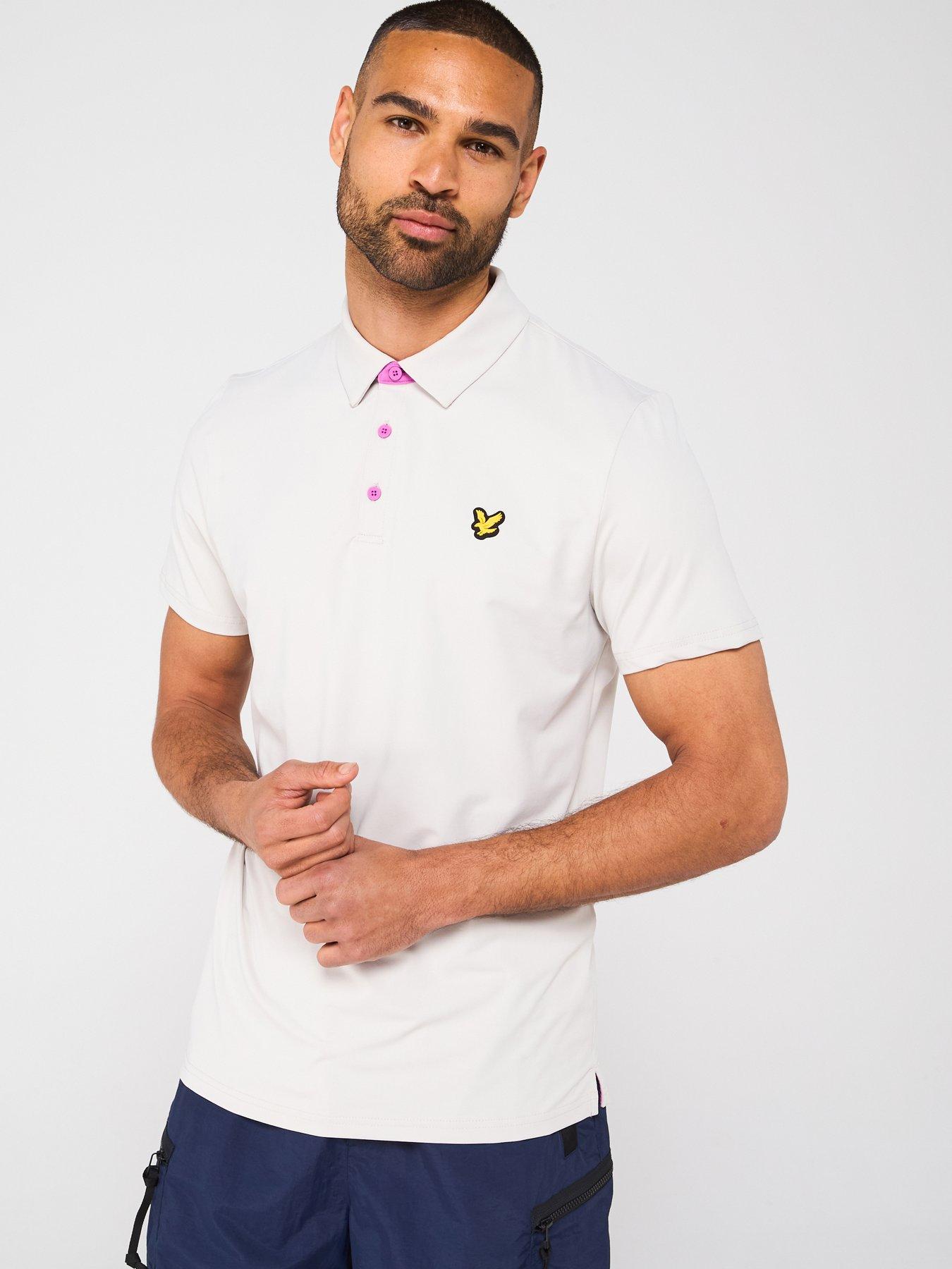 undefined Mens Contrast Placket Polo Shirt - Cream