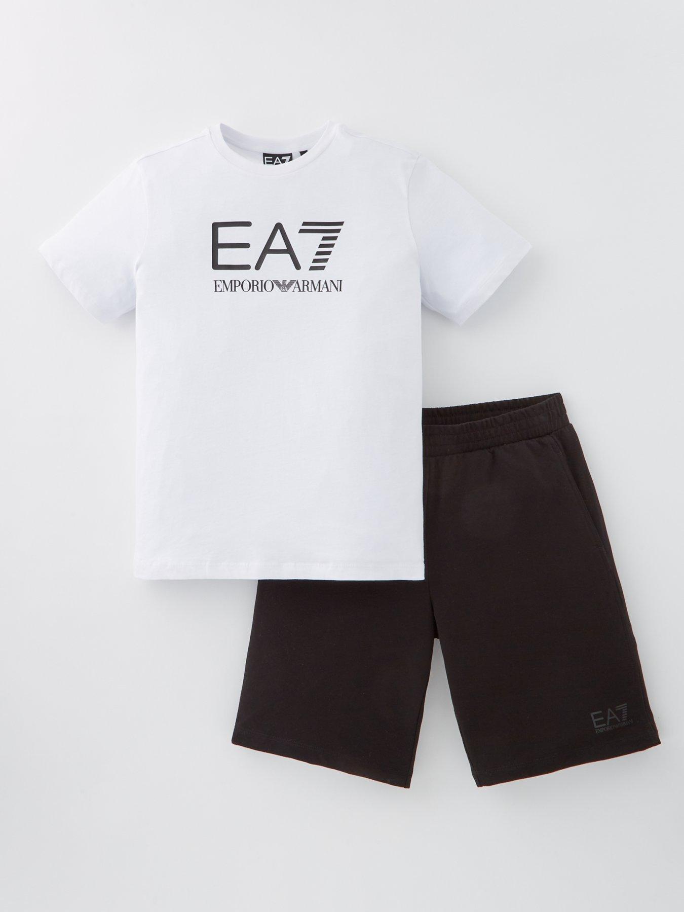 undefined Boys Visability T-Shirt And Jog Shorts Set - White/Black