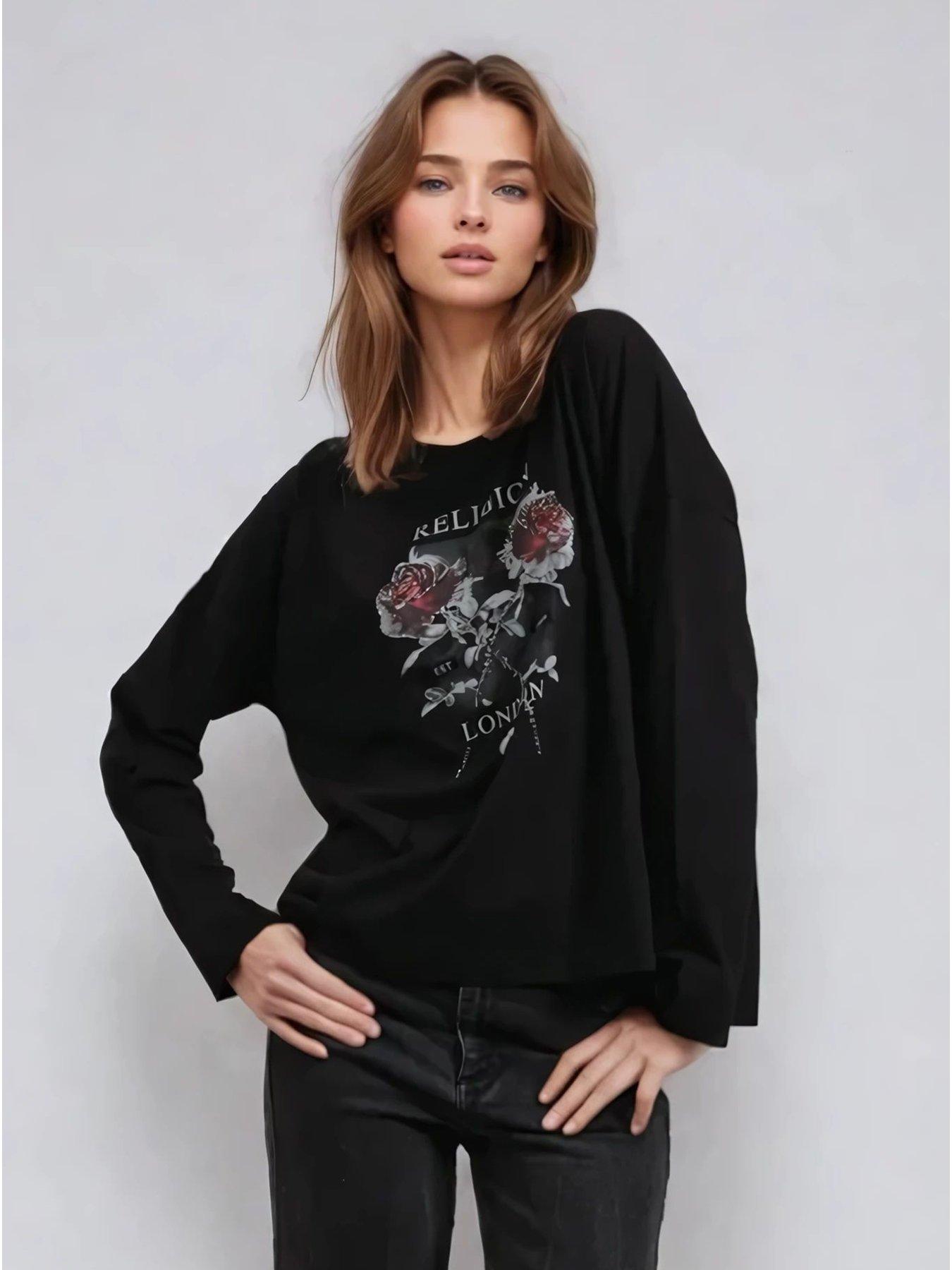 religion-long-sleeve-flush-t-shirt-with-floret-roses-black